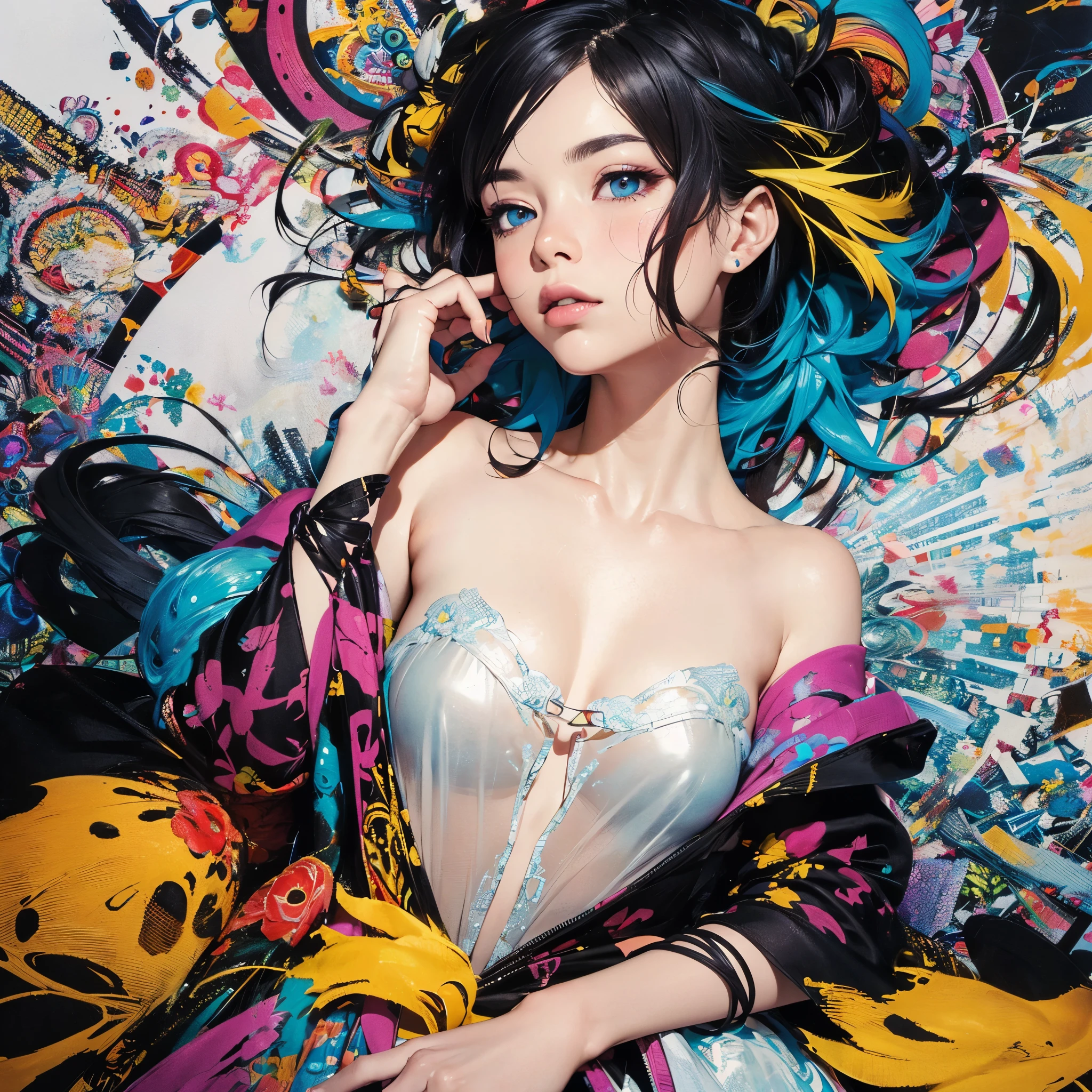 (((Official Art, unity 8k wallpaper, Very detailed, beautifully、aesthetic, masterpiece, highest quality))), (zenTangle, Mandala, Tangle, enTangle), (Fractal Art:1.3) , (((One perfect girl))), (Very detailedな裸), Dynamic Angle, Cowboy Shot, The most beautiful form of chaos, elegant, Brutal Designer, Bright colors, Romanticism, James Jean, Robbie Dowie Anton, Ross Tran, Francis Bacon, Michael Mraz, Petra Cortright, Gerhard Richter,Ashley Wood, Ecstasy,mysterious,glossy,wonderful,(((Very detailedな指))),Almost naked,flashy,Colorful,Transparent blouse,