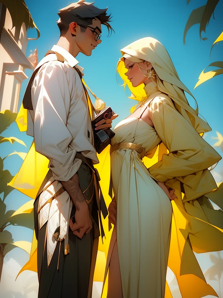 a couple of people standing next to each other, cosplay journal cover, tiktok video, at instagram, mateus 9 5, spider webs, a photo of an old opened camera, normal people with costumes, profile image, man and woman in love, jessica, thumbnail, left align content, f2.2, by José Malhoa