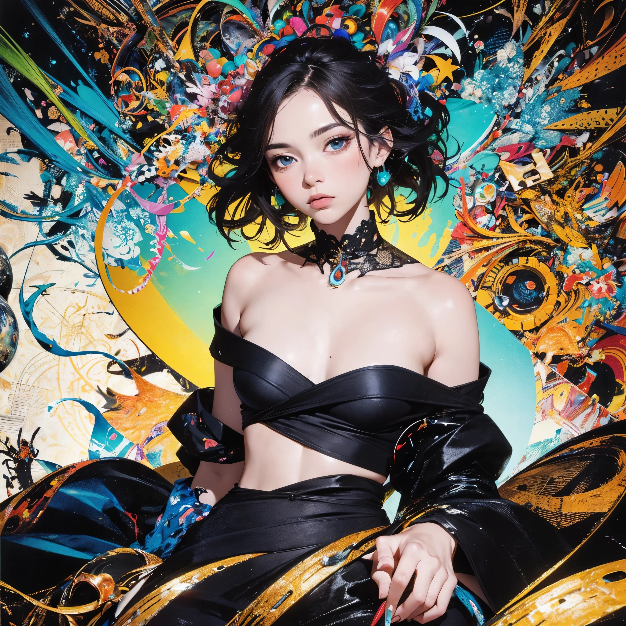 (((Official Art, unity 8k wallpaper, Very detailed, beautifully、aesthetic, masterpiece, highest quality))), (zenTangle, Mandala, Tangle, enTangle), ((Fractal Art:1.3)) , (((One perfect girl))), (Very detailedな裸), Dynamic Angle, Cowboy Shot, The most beautiful form of chaos, elegant, Brutal Designer, Bright colors, Romanticism, James Jean, Robbie Dowie Anton, Ross Tran, Francis Bacon, Michael Mraz, Petra Cortright, Gerhard Richter,Ashley Wood, Ecstasy,mysterious,glossy,wonderful,Almost naked,flashy,Colorful,Transparent blouse,rainbow,mysterious,Mr.々Angle