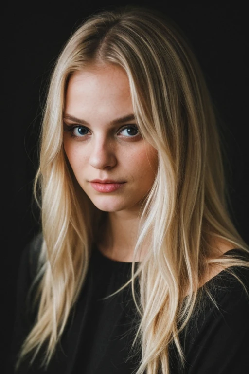 super cute blonde woman in dark theme