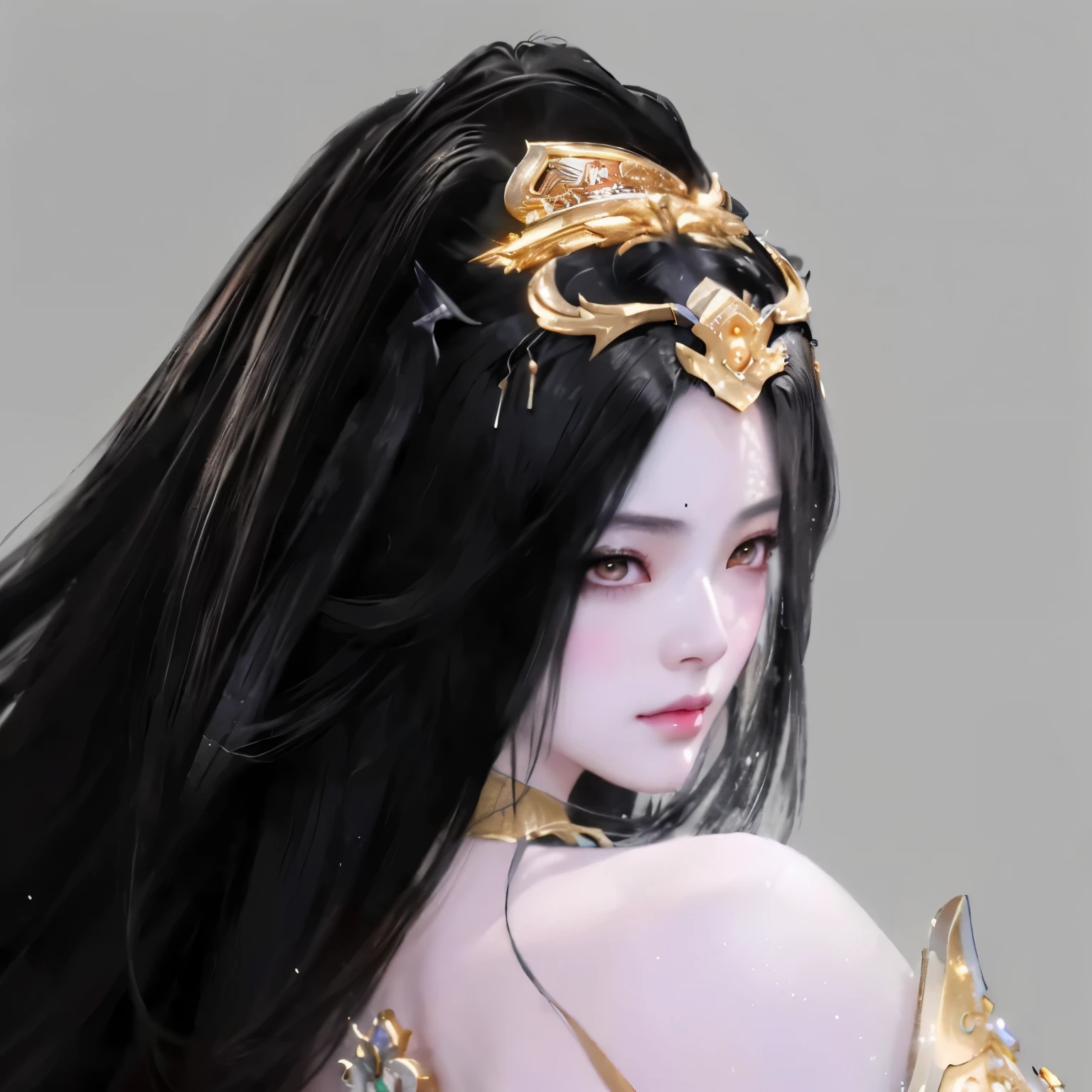 a close up of a woman with a dragon headpiece on her head, artwork in the style of guweiz, a beautiful fantasy empress, beautiful character painting, inspired by Du Qiong, guweiz, guweiz masterpiece, by Yang J, smooth anime cg art, inspired by Chen Rong, wlop painting style, by Fan Qi