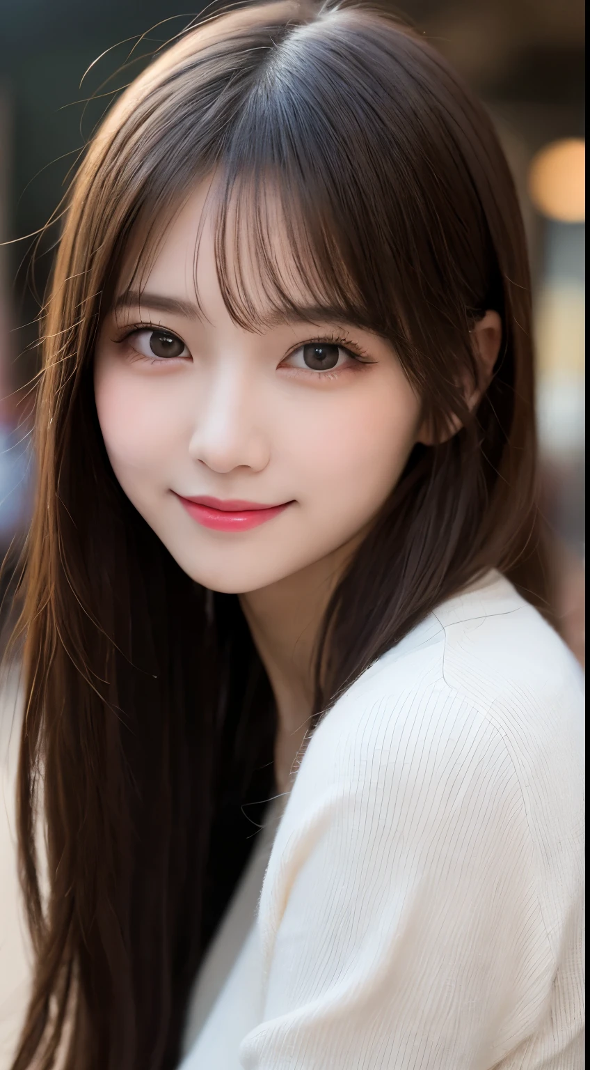 Tabletop, highest quality, shape, Very detailed, finely, High resolution, 8k wallpaper, 完璧なダイナミックな構shape, Beautiful and exquisite,ランダムなcute髪,,Natural color lip, Bold sexy pose,smile、20-year-old girl、cute、Looking into the camera,Always blur the background,Perfect and beautiful face,Slim face and figure,Big eyes、Putting on gal makeup,Small face,Shooting from below、smile,Blurred Background,Elegant feminine face、Cyberpunk Fashion、smile、Actual Photos