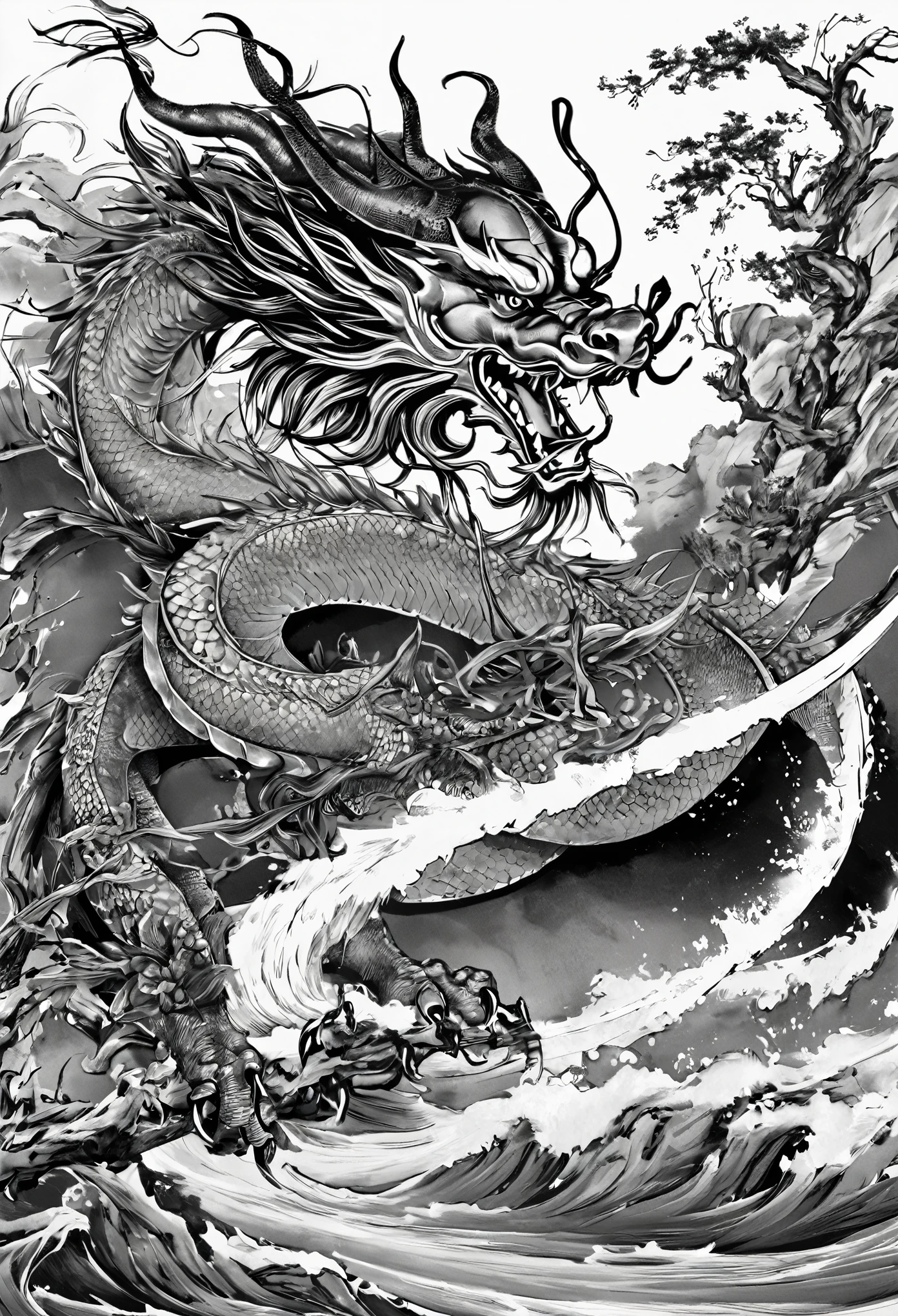 (masterpiece, Top quality, best quality,aesthetics:1.2),Extremely detailed,Chinese dragon,Hanfu,