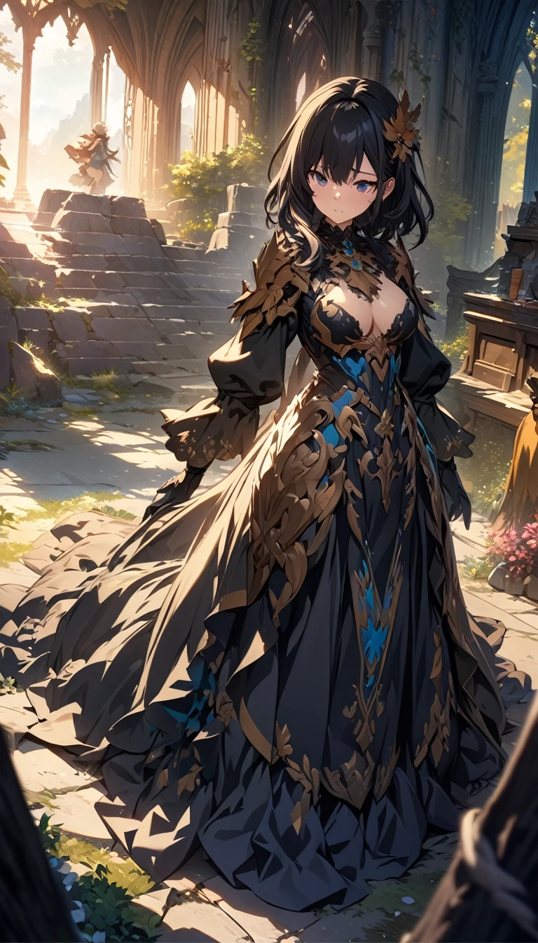 masterpiece, best quality, (Highly detailed CG Unity 8k wallpaper) (best quality), (Best Illustration), (The best shadow) nature', Sky, cloud, Delicate petals falling in the air, Ultra Detailed , yinji , 1 Girl, purple hair,purple eyes,very long hair,grey hair,double braid,large breasts,gradient hair, 仰望Sky并微笑, Beautiful Face, Soft volumetric light, (Backlight: 1.3), (Movie: 1.3), Intricate details, (art station: 1.3).