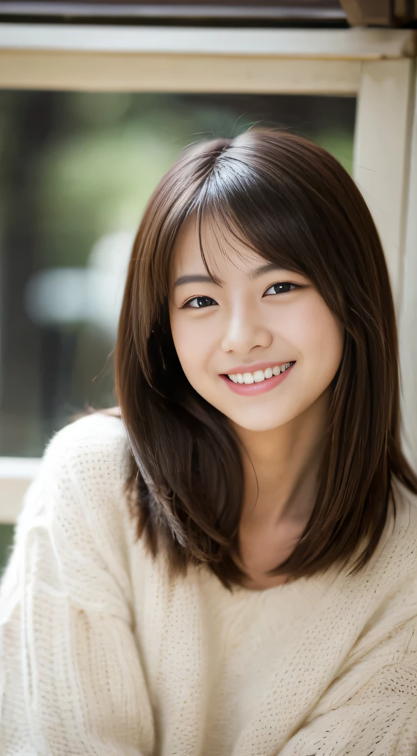 masterpiece,best quality,(Japanese ),((Beautiful girl)),indoor,(perfect body beauty:1.2),(shy smile),beautiful teeth,
