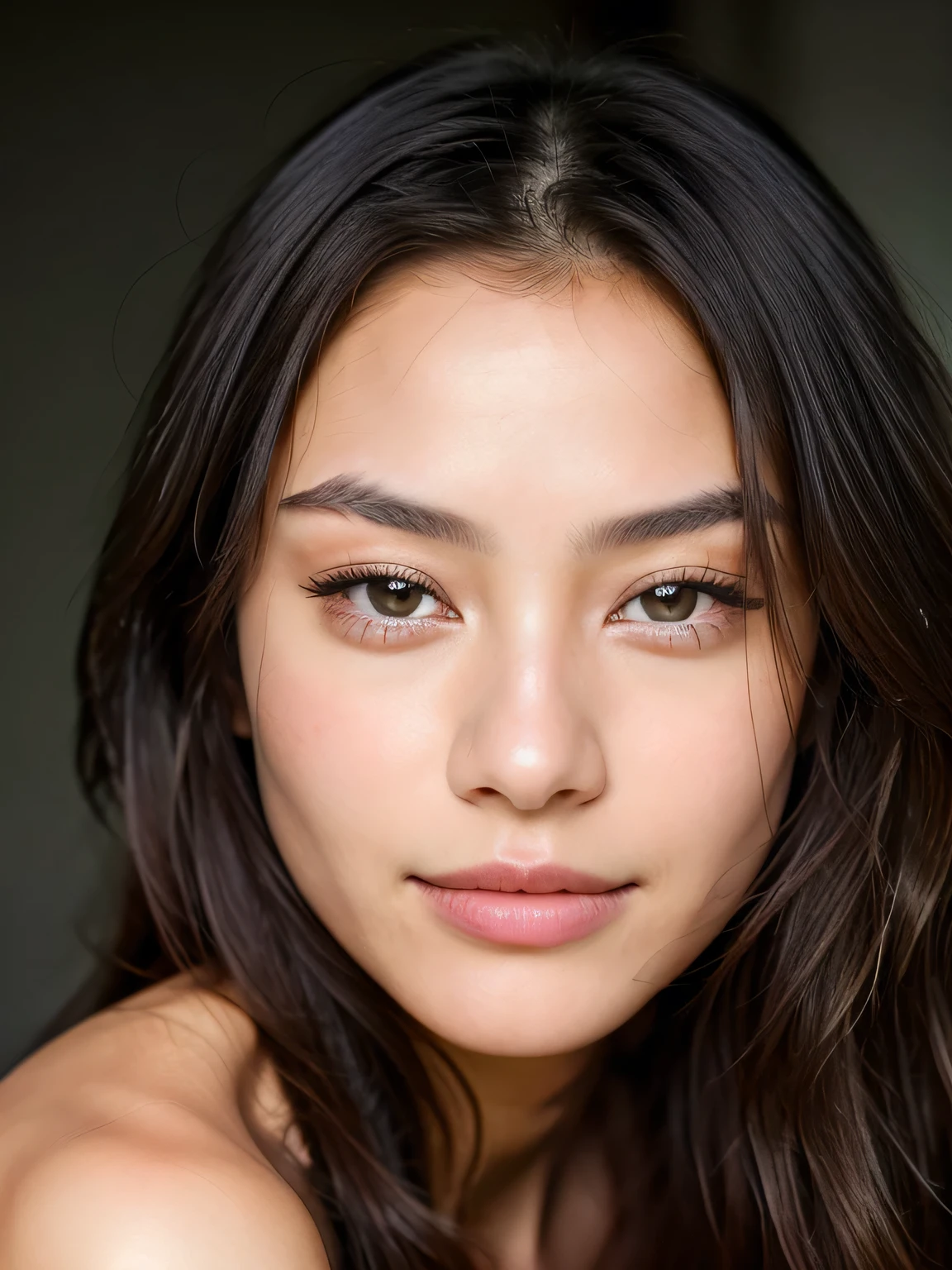 beautiful chinese woman, very detailed, 25 years, innocent face, long hair, natural wavy, black eyes, super model face, childish face, beautiful face, thin nose, thin face, naked, big breast ,,,, high resolution, masterpiece, best quality, intricate details, highly detailed, sharp focus, detailed skin, realistic skin texture, texture, detailed eyes, professional, 4k, charming smile, shot on Canon, 85mm, shallow depth of field, kodak vision color, perfect fit body, extremely detailed, foto_\(ultra\), photorealistic, realistic, post-processing, maximum detail, roughness, real life, ultra realistic, photorealism, photography, 8k uhd, photography