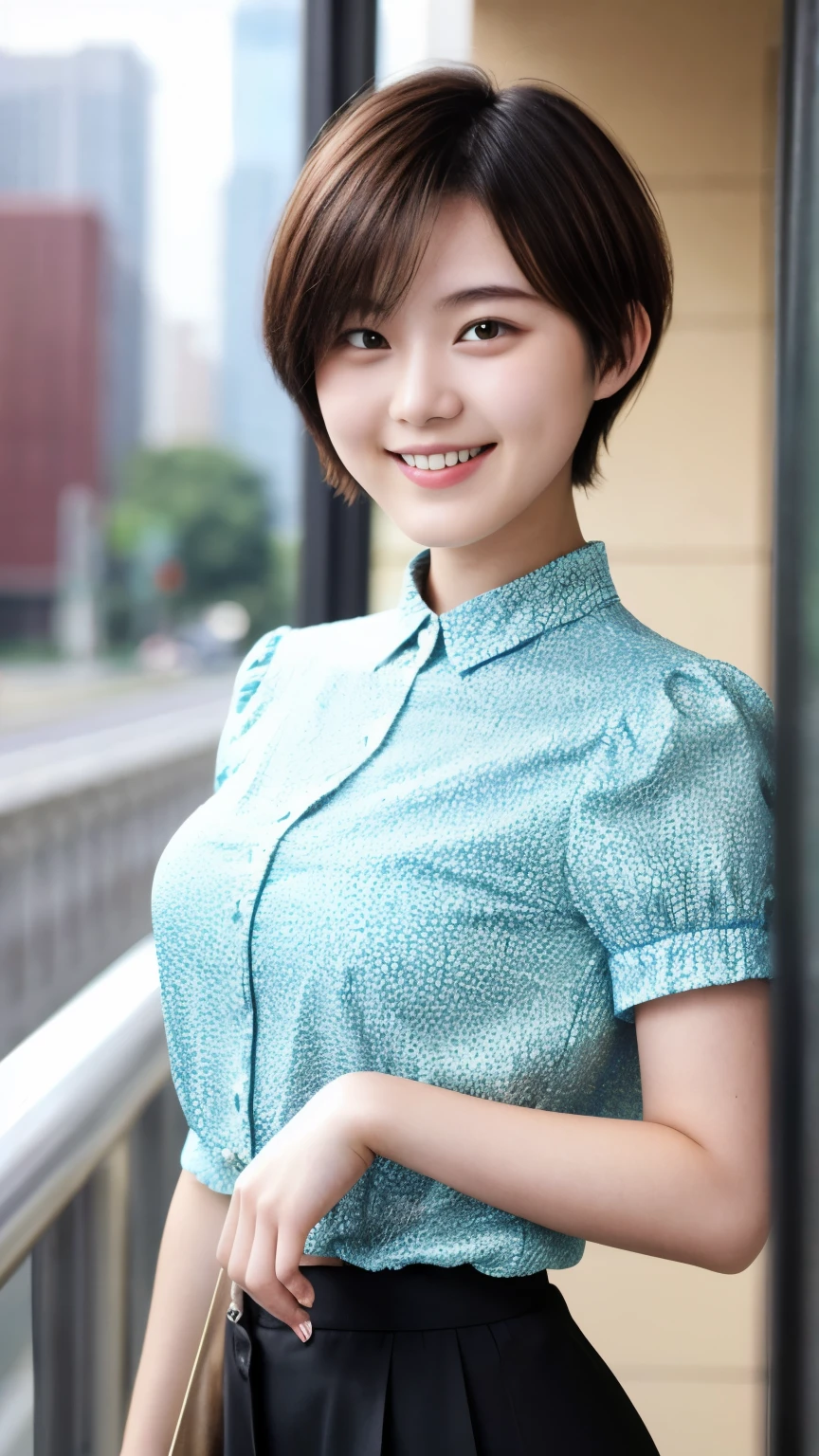 226 Short Hair, 20-year-old woman, A kind smile, (Flashy short-sleeved clothes)