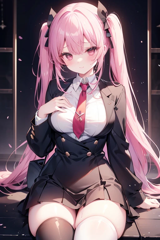 High school girl blazer、 uniform、Red checked skirt、JK Style、Jacket、smile、Knee-high socks、Thigh-high socks、pantyhose、A superb beauty、Super cute、ennui、Rare beauty、Twin tail hair、Black Dark Eyeshadow、Sad、Good skin glow、Long hair straightener、Dark Gothic Makeup、Dark Smile、Fragrant beauty、Stained glass background、Mastepiece、Best Quality、Refers to 5 books、Sweat glistening on my chest、Sweat glistening on my face、Small breast size、Dark pink hair、Age 22 years old、Slightly slim、Playing the piano、sit and play an instrument、Piano available、Mysterious look、A sad expression、Pink Hair、mysterious gothic church、enchanting castle、Sweating profusely all over the body、A lot of sweat and light on the thighs、Shiny thighs、Plenty of sweat glistening on the thighs、A large amount of sweat glistens on my thighs、Sweating profusely、Gal、Small breasts、japanese face、Alluring expression、Thighs are a little slender、Skirt length above the knee、smile