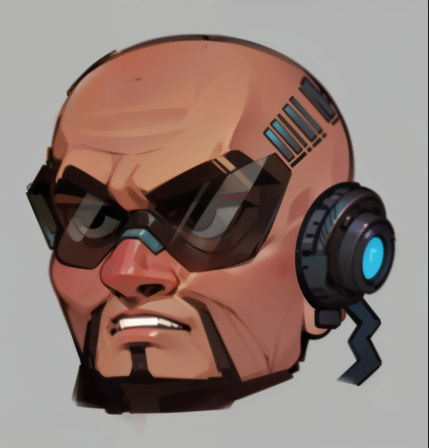  Scout Agent European and American Q version male bald handsome guy cool mechanical cyberpunk