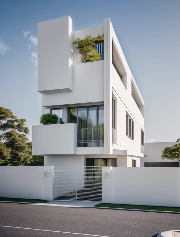 modern house, exterior , (white color house), day light, Realistic, exterior, smothlight, house, RAW photo, (real photo), real photo all picture, super detail, 8k uhd, dslr, (high detailed skin:1.3), soft lighting, ultra quality, film grain, Fujifilm XT3, sharp image, best quality, authentic, hight quality,