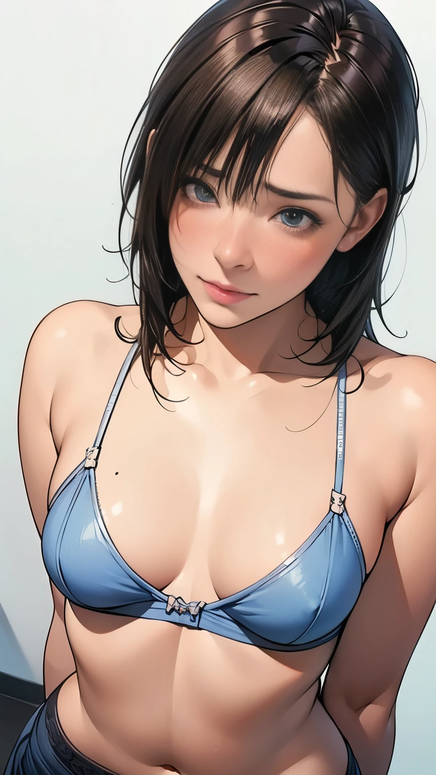 1 Female,Face and body facing forward,sexual climax,from the front,Ultra-realistic as a photo,Feeling facial expression,Blushing,highest quality,8k, Ultra-high resolution,RAW Photos,well-proportioned body,Beauty,Small and beautiful breasts,Focus on the face,to close range,POV,Ribbed underwear,jishuka