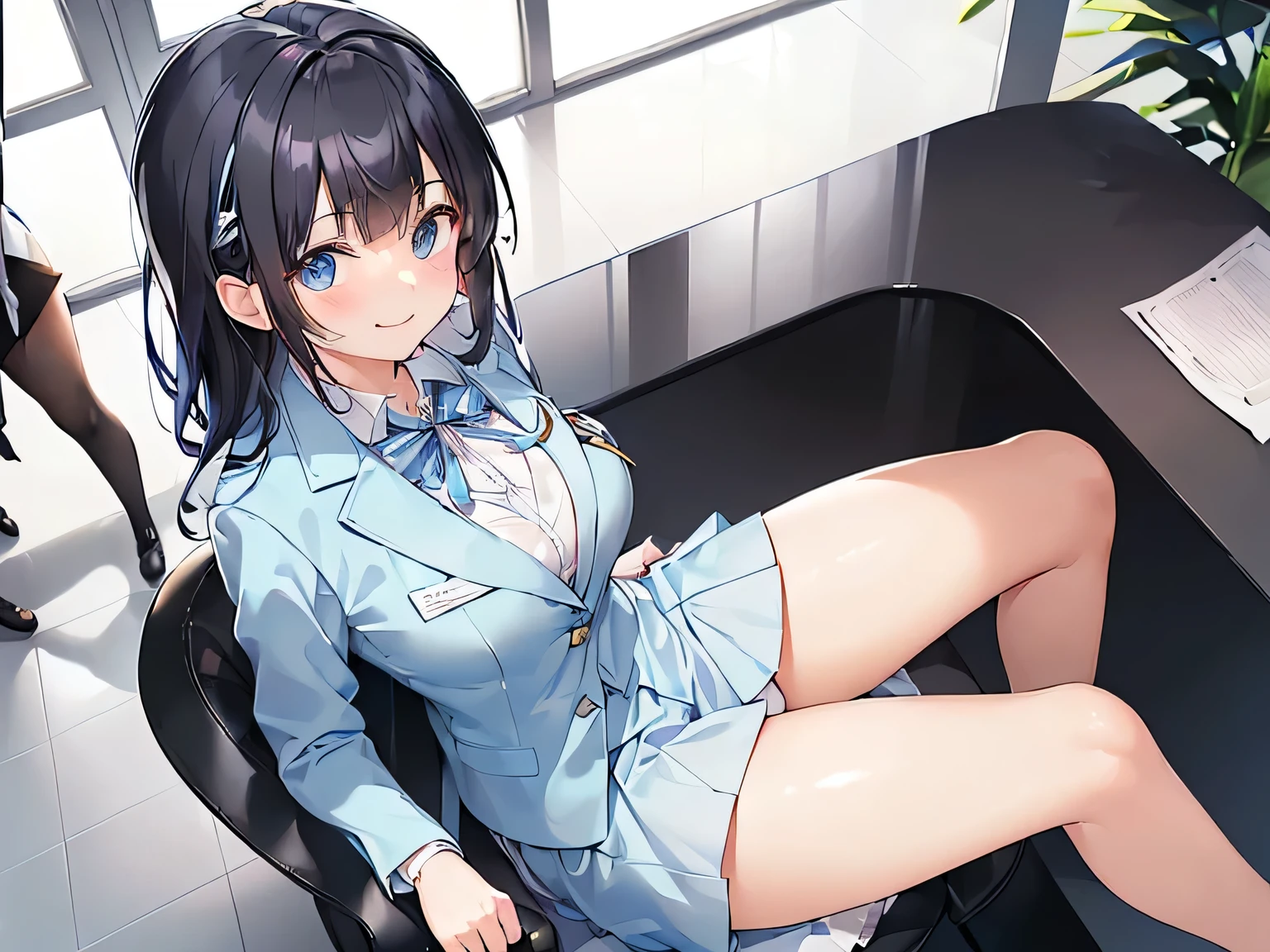 Please wear a customer service smile expression.、
