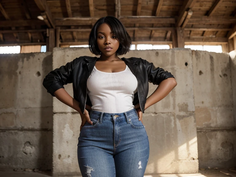 skinny young nubian princess with enormous saggy Atomictits in modern fashion with jeans jacket. masterpiece 8k, professional photography <lora:AtomictitsXL:1>