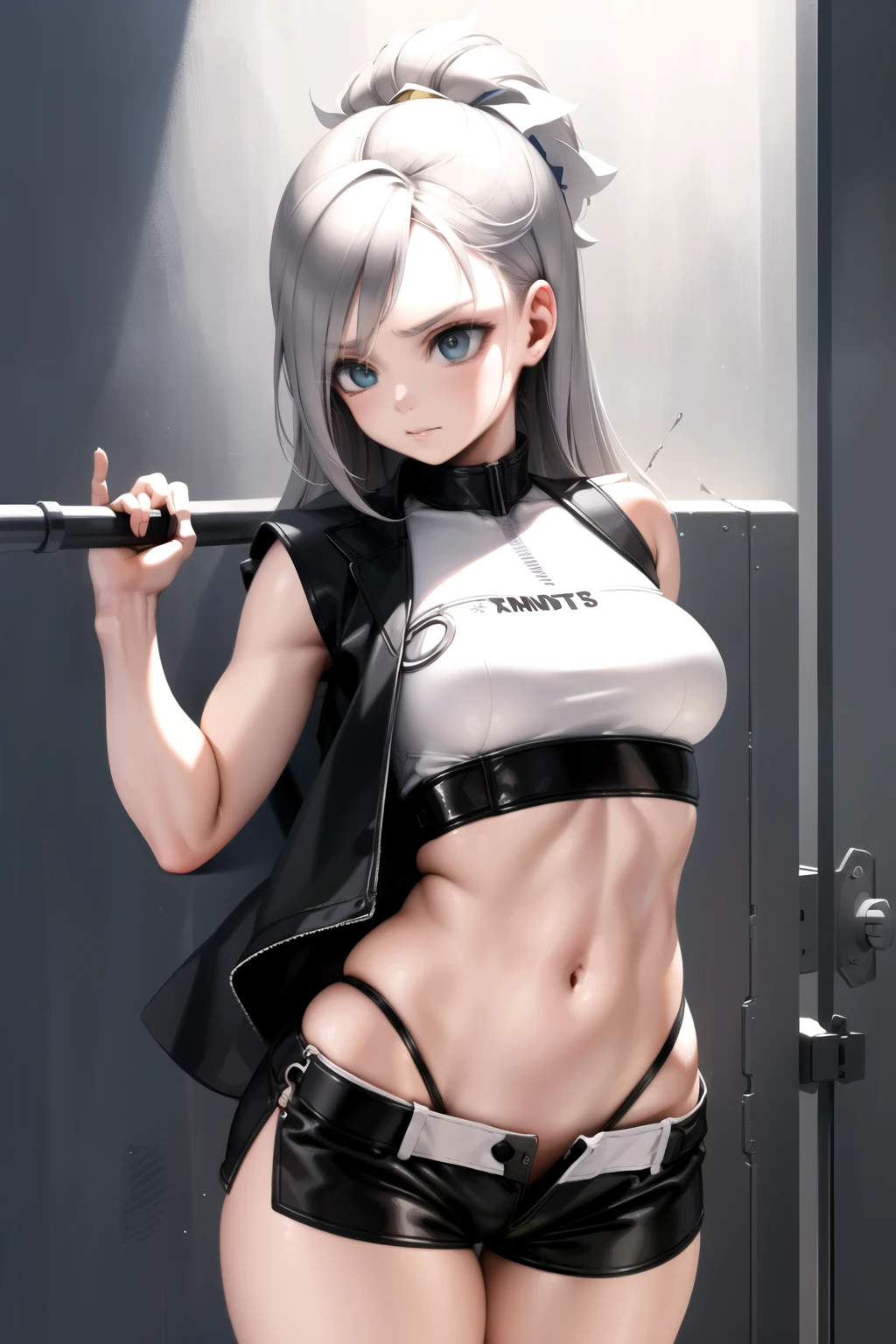 1 Girl, Solitary, permanent, tilt, Crop Top, white shorts,, masterpiece, best quality, Very detailed