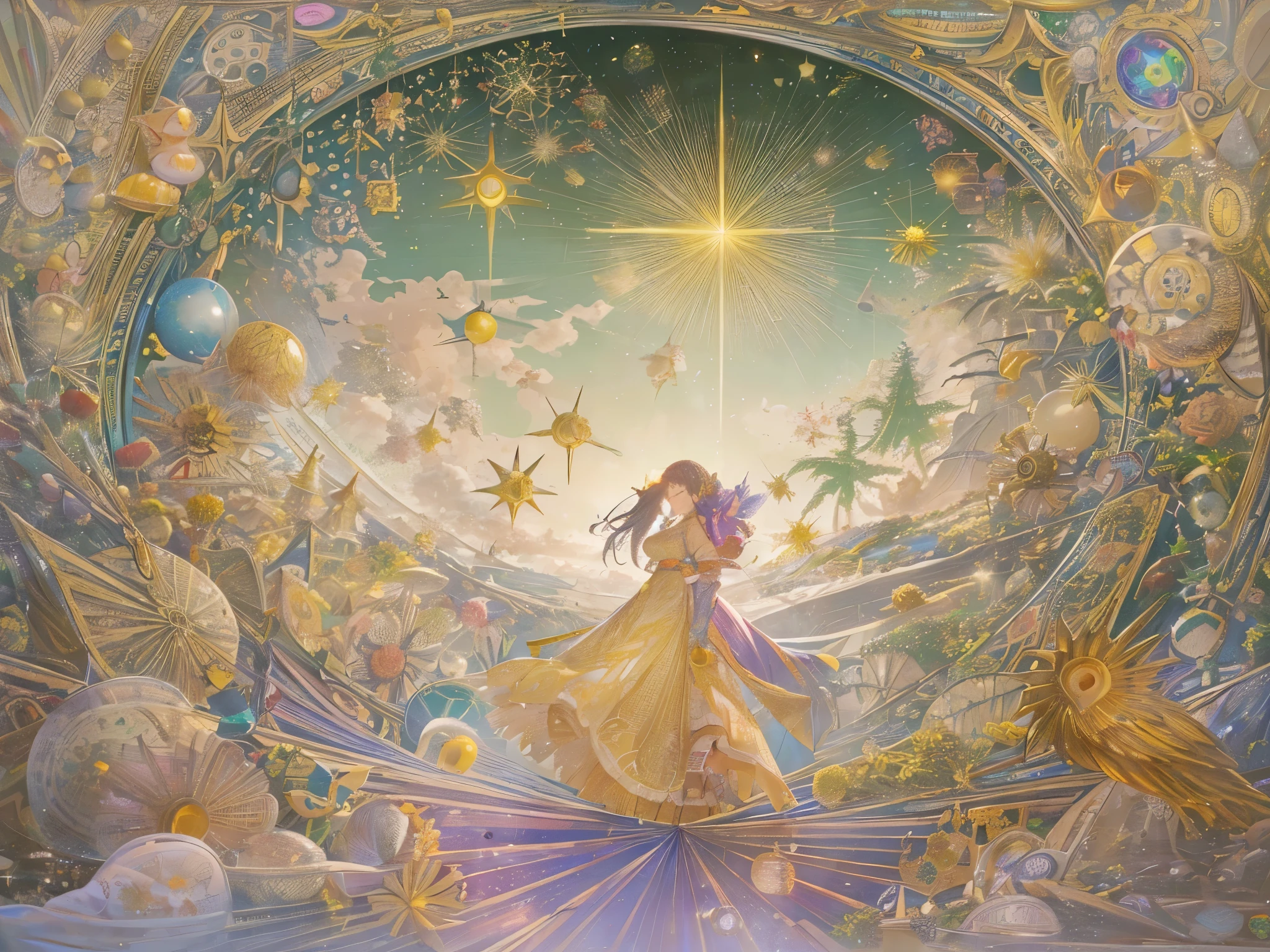 ((highest quality)),(Ultra-high resolution),(Super detailed new),(Detailed Description),((The best CG)),(A masterpiece),Ultra-detailed art,A wonderful new art form,(Art with precise detail:1.5), Shining Star, like, Glamorous Love