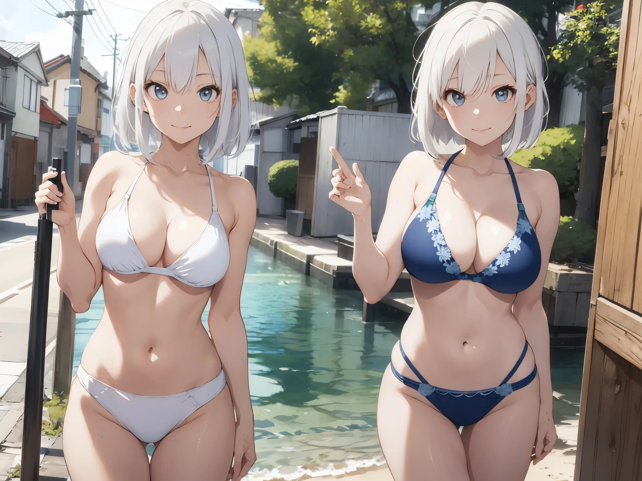 White haired girl drawn in high resolution Japanese anime style、Group of women taking photos in bikinis, Bikini Model, , A young and cute gravure idol, Posing together in a bra, Russian and Japanese mix, sakimichan, Asian woman, Wear a swimsuit, that&#39;that&#39;that&#39;that&#39;that&#39;that&#39;that&#39;that&#39;It&#39;s hot with the shining sun, Japanese Model, Cute Core, sakimichan hdri, Young Gravure Idol, Chubby