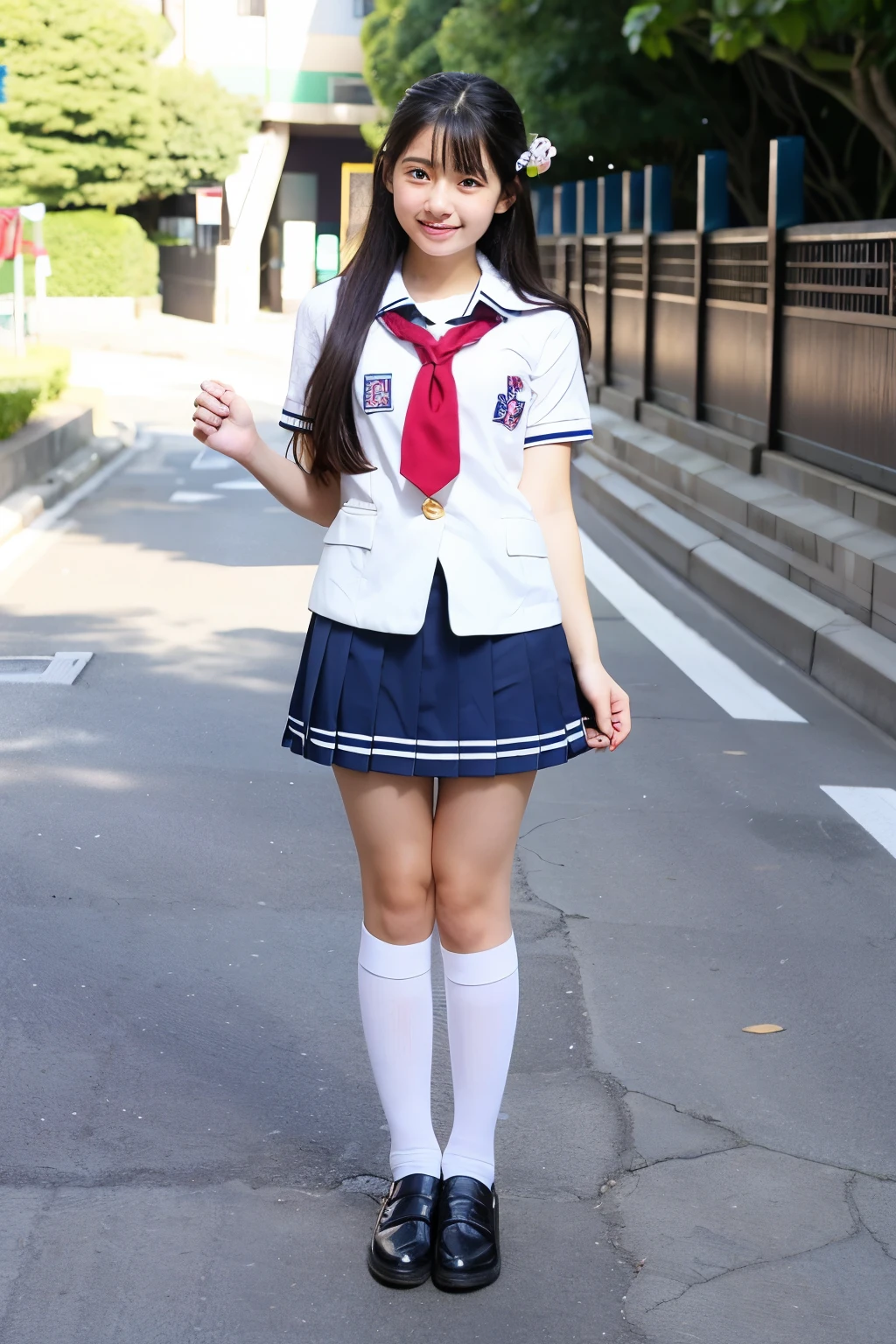 School、Cute high school girl in Japan、uniform、、Full body portrait