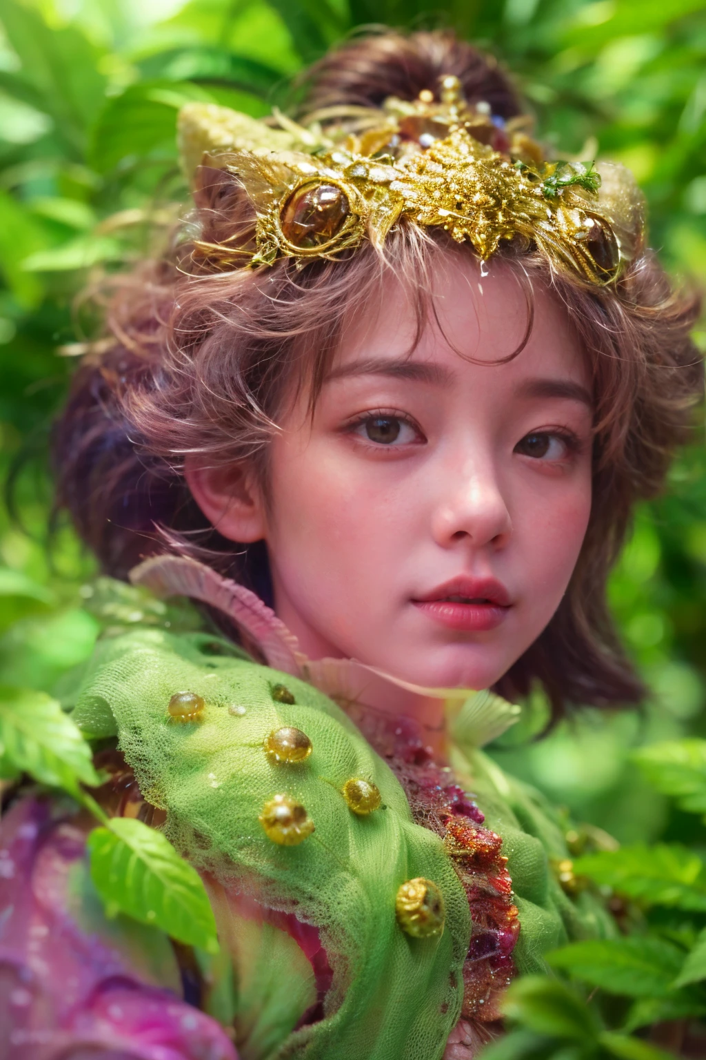 masterpiece、highest quality、Ultra-Realistic Rendering、Crab-like alien woman、Extremely intricate details、Wet texture、The bottom of the sea where light shines、