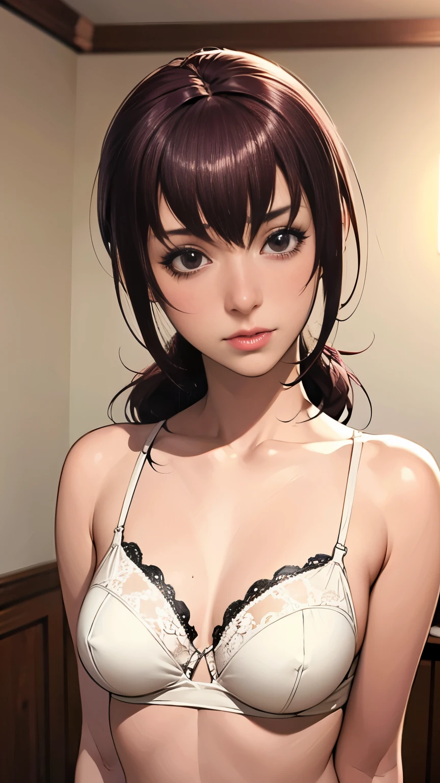 1 Female,Face and body facing forward,sexual climax,from the front,Ultra-realistic as a photo,Feeling facial expression,Blushing,highest quality,8k, Ultra-high resolution,RAW Photos,well-proportioned body,Beauty,Small and beautiful breasts,Focus on the face,to close range,POV,Silk underwear,ikuyo hoshizora,Sharpness