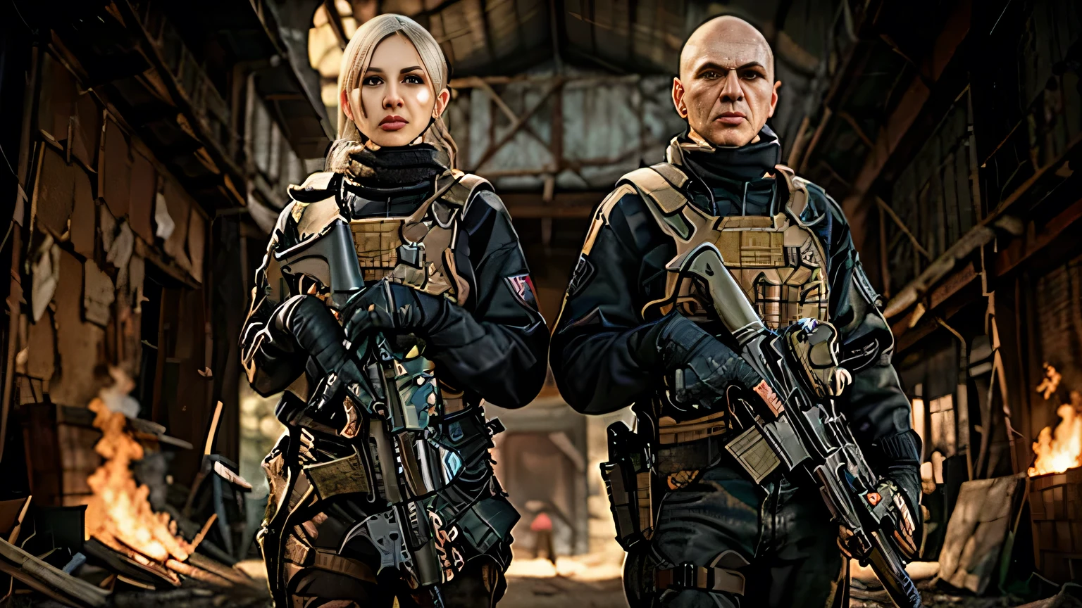 Santos de Hitman, a group of people in an apocalyptic environment with weapons