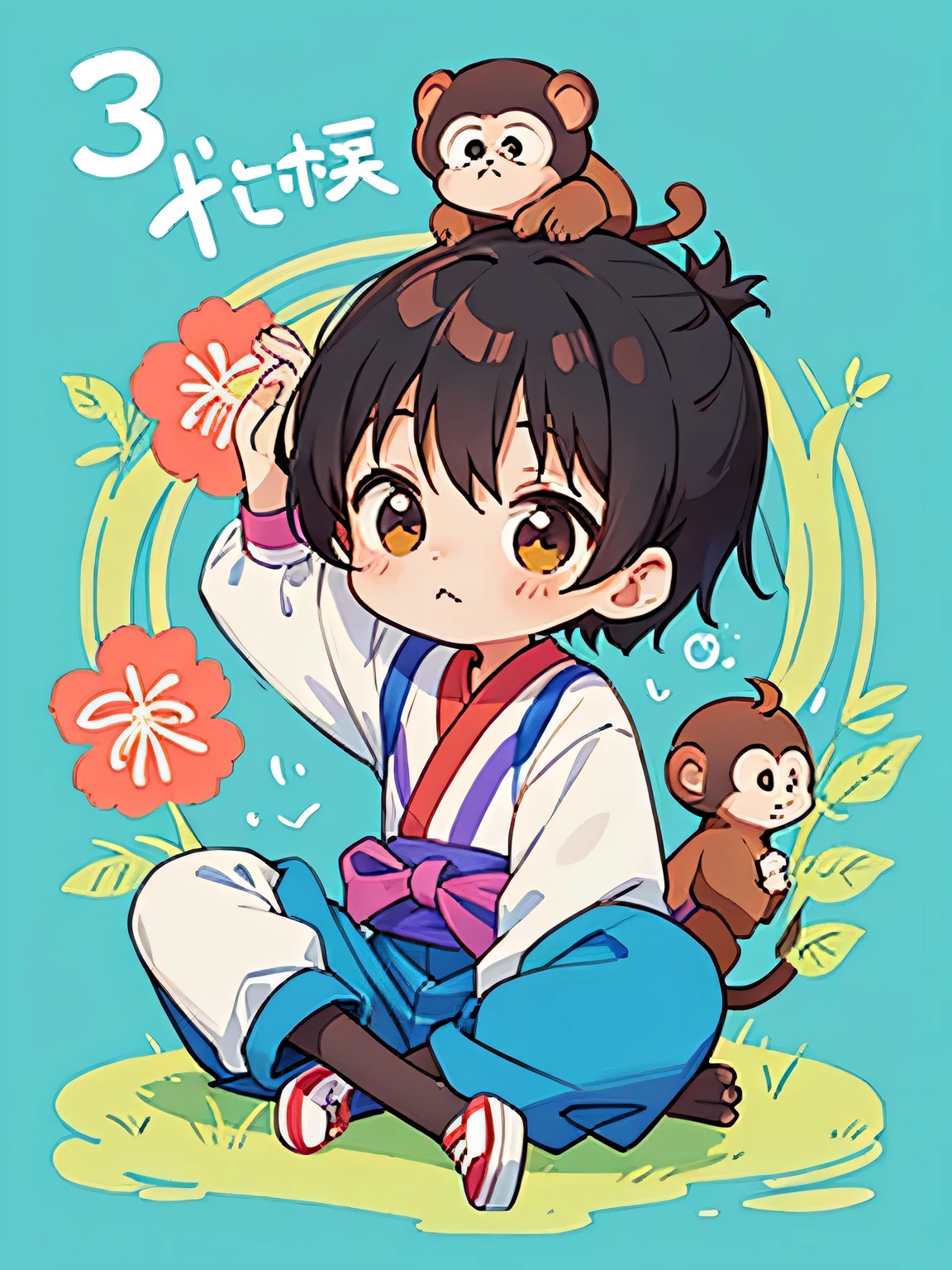 TAO style, Kawaii Design, chibi, cute monkey