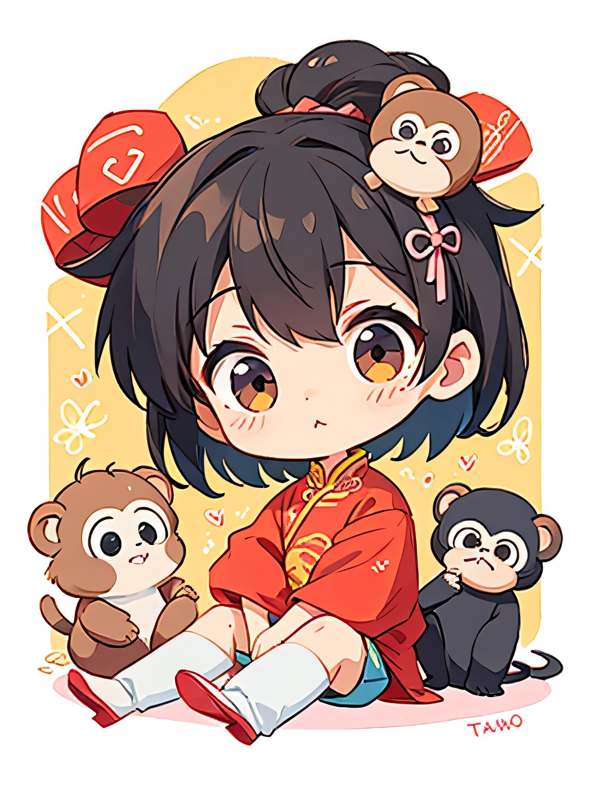 TAO style, Kawaii Design, chibi, cute monkey