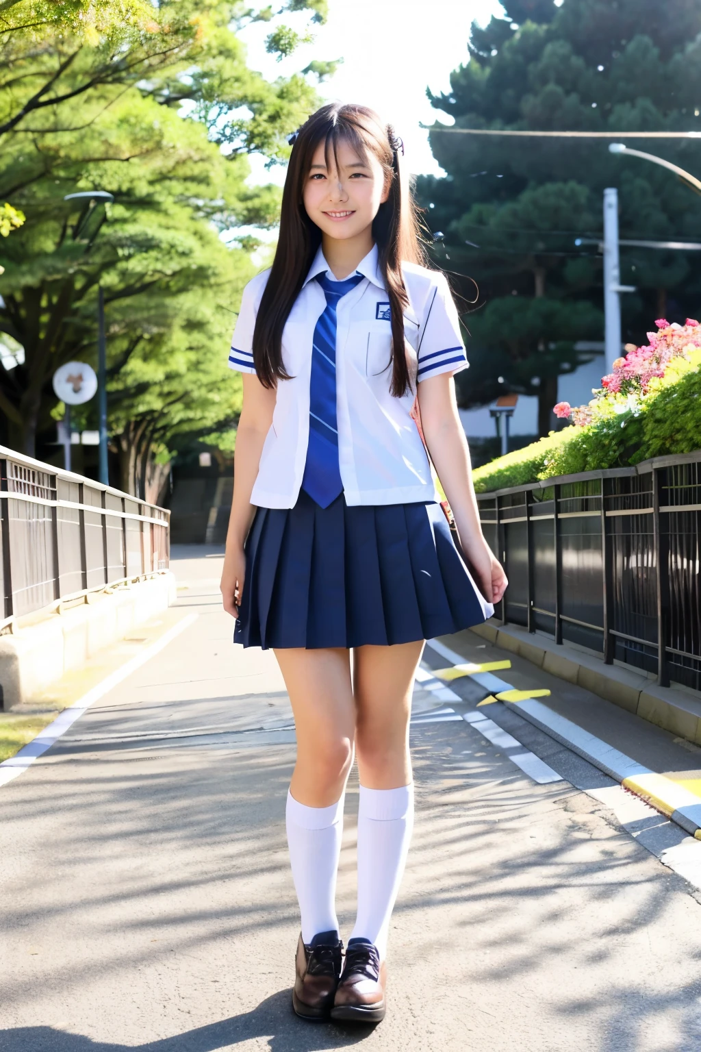 School、Cute high school girl in Japan、uniform、、Full body portrait