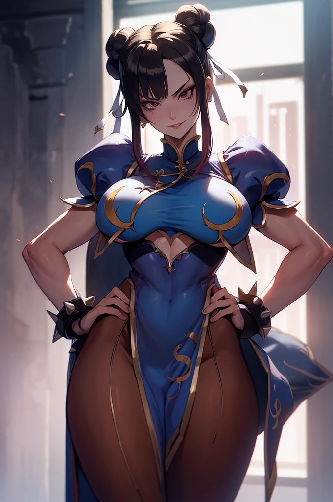 juri han,olhar penetrante,evil look,oculos no rosto,melhor qualidade,,juri han,solo, masterpiece, best quality,city night,looking at viewer,evil smile, evil look,belas coxa ,low lighting,roupa azul,chun li,cosas belas,coxas sexy