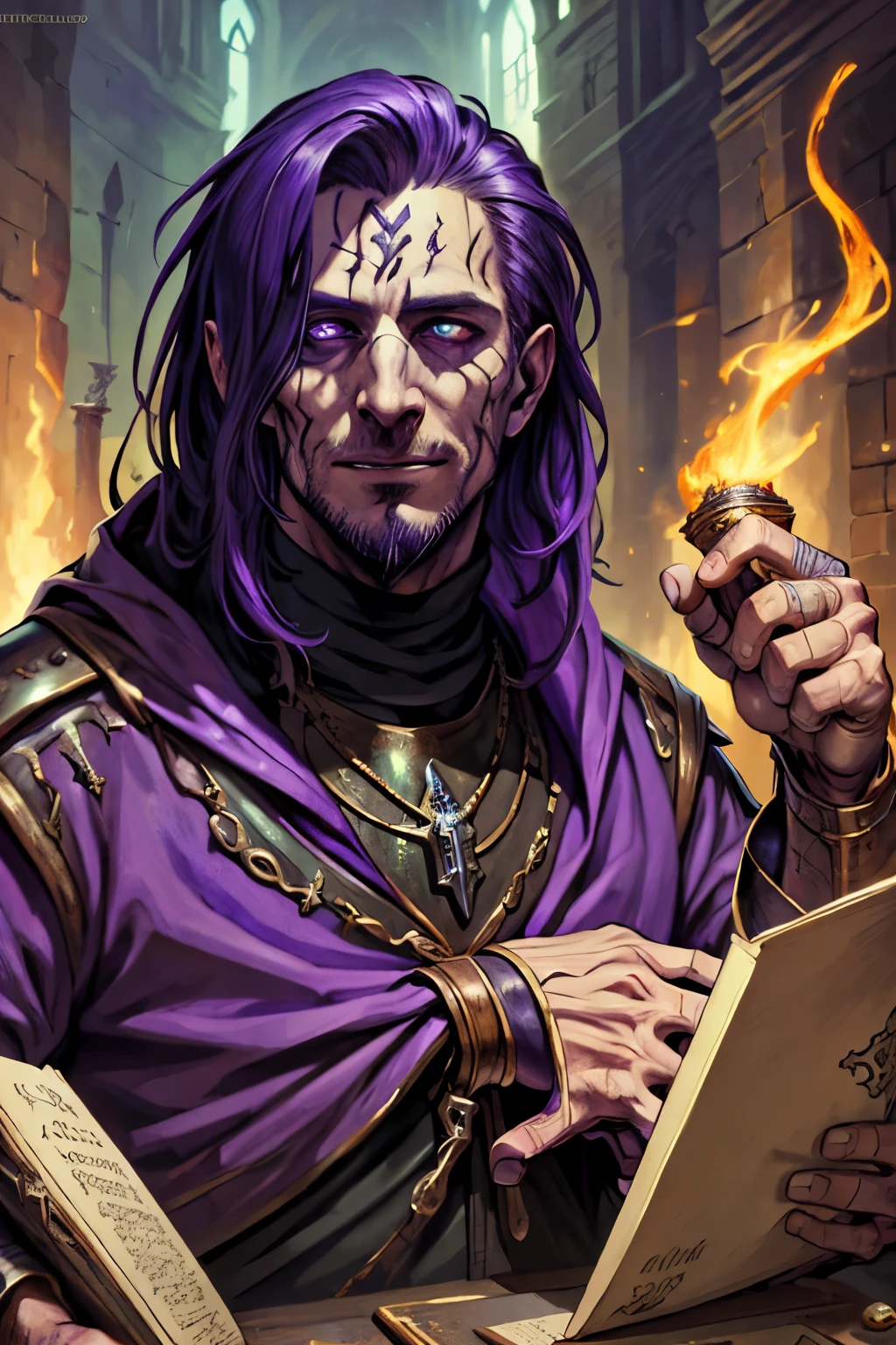 ((masterpiece)),((best quality)),((high detail)),((realistic,)) ((ultra detailed)) a dark old sorcerer with dark appearance, medieval, in his lair, preparing magic potions with vials, purple liquids, jars with green liquids, jars with yellow liquids, drama, horror, sinister environment, colorful, magical details, enchanted, magic,