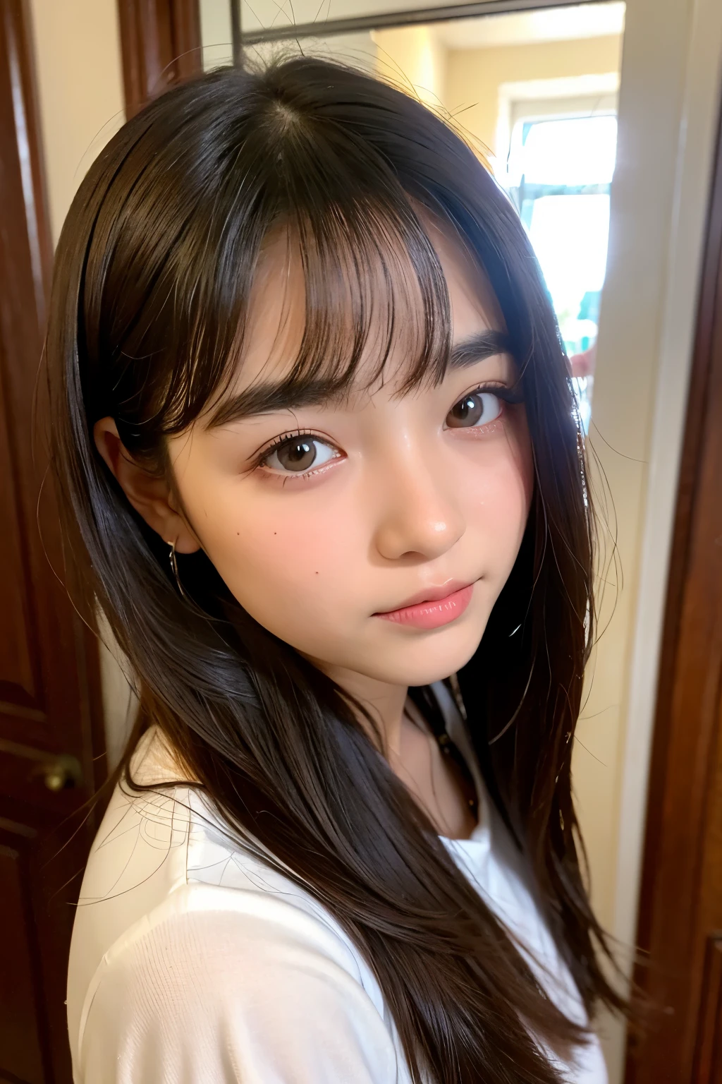 ((highest quality)), ((Tabletop)), (detailed), Perfect Face、12-year-old girl、camisole、The lender&#39;s organization is very short、he is short、Laughter、city(Tokyo cityscape)