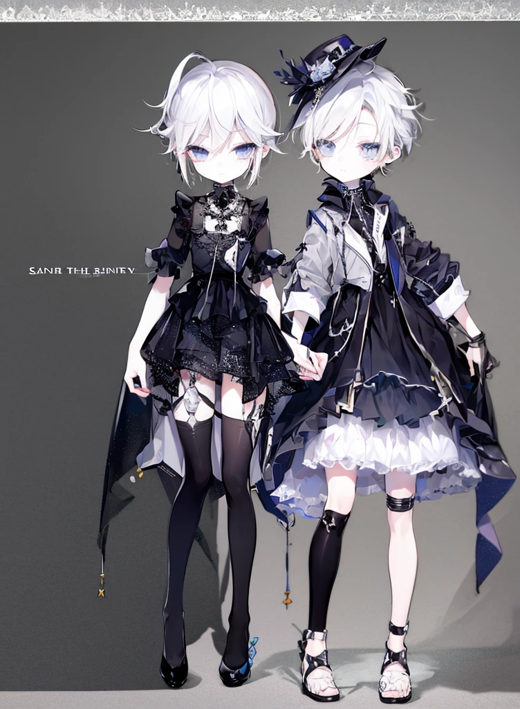 One boy, Shota, , Jersey, Shorts, light blue Jerseyー, Gray Hair, black eye, high quality, High resolution, Black and white outfit Shota prince Cane Luxury garter belt Gothic ta Character design
