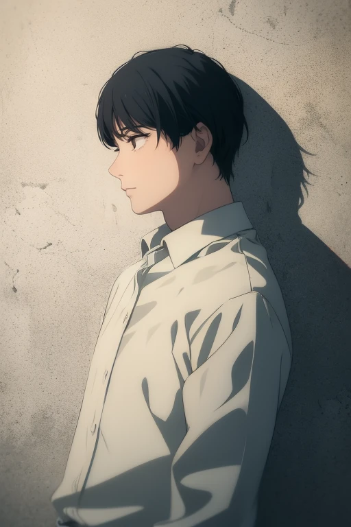 A guy looking down, upset.