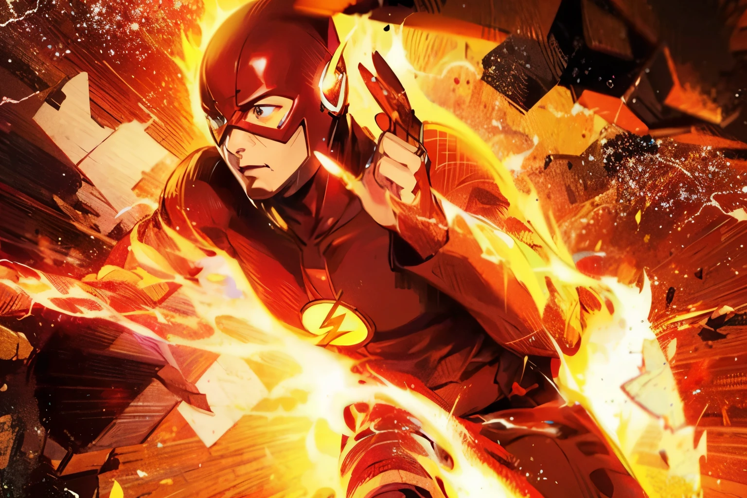 1boy, running, the flash, clear, colorful, 8k, high res, ultra high definiton, high quality