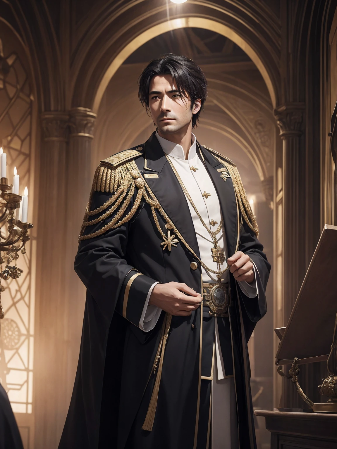 A modern-day Constantine I、Considered a leader with political astuteness and strategic insight。彼はEconomy and tradeの発展に重点を置き、will pursue the prosperity of the nation。Also、彼はReligious Freedomを尊重し、People of different faiths々It will promote the coexistence of。 Constantine I was also a powerful military leader.、現代の彼は国家のSecurity guaranteesに重要な役割を果たすでしょう。He pursued a strategy that combined technological advances with military developments.、We will build a modern defense system to deal with modern threats.。 Also、Constantine I recognized the importance of education.、It will focus on disseminating knowledge and promoting culture.。Through his reform of the education system and his encouragement of art and literature,、It will support the education and cultural growth of the people.。 All in all、A modern-day Constantine I強力で野心的な指導者であり、Economy and trade、Religious Freedom、Security guarantees、We will pursue national development and prosperity in many areas, including education.。masterpiece。top-quality。Super beautiful。The ultra -The high-definition。detaileds。exquisite。Character Settings。Concept Art。Digital Art。Full body portrait