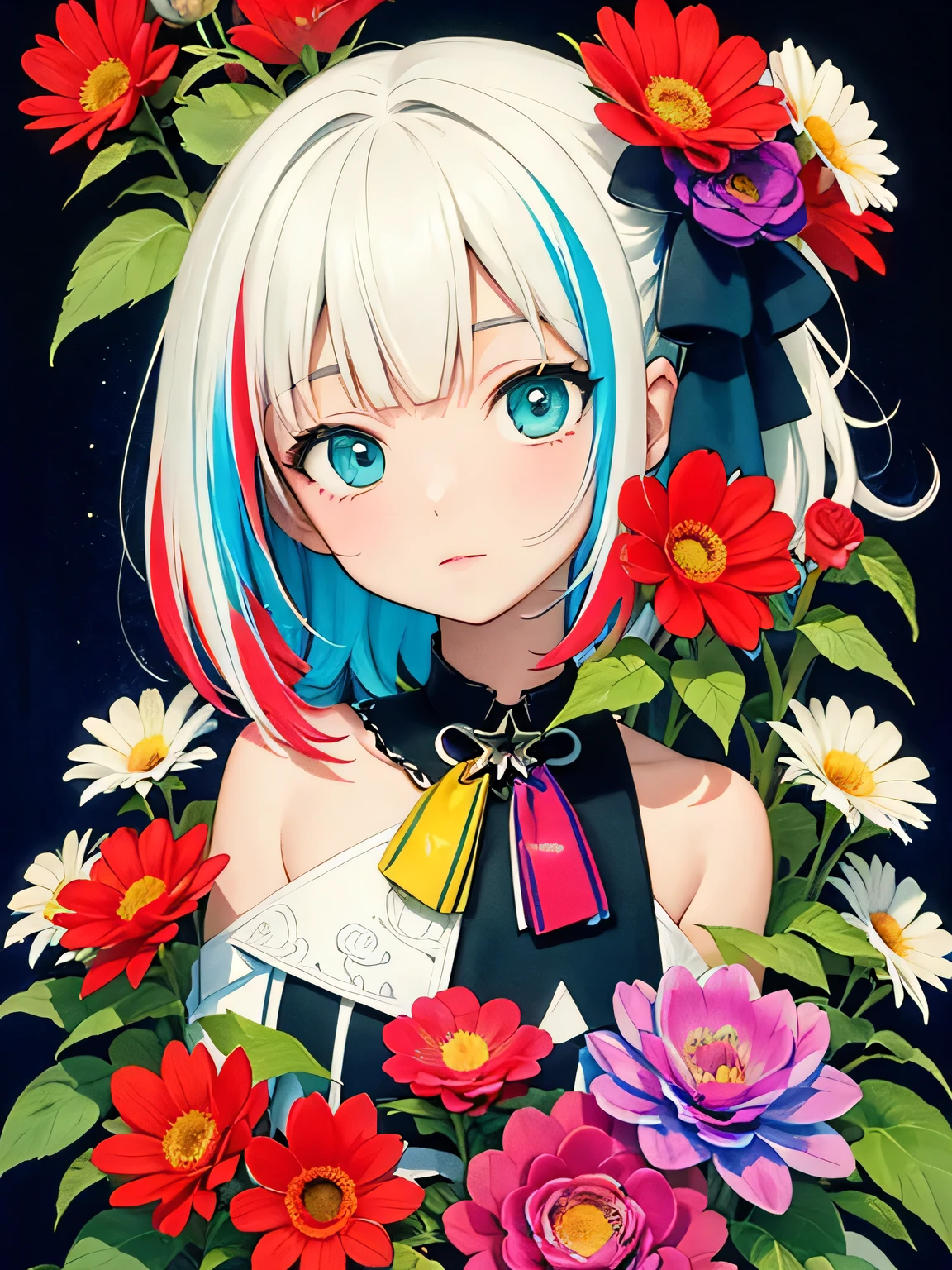 Black Star Red and White Style、(((stylish fashion))), 8K Quality、Intense watercolor, Detailed watercolor art, Watercolor splash, Surreal, avant-garde pop art, Beautiful and expressive paintings, Beautiful artwork illustration, Very colorful tones, wonderful, Cool beauty, highest quality、Official Art, Vector art, Stylish design, (((The most beautiful girl))), (((highest quality))), HDR, ((detailed)), (((Doodle Art)), ((masterpiece)), ((Super detailed)), (((Colorful flowers))),(((Stylish))),