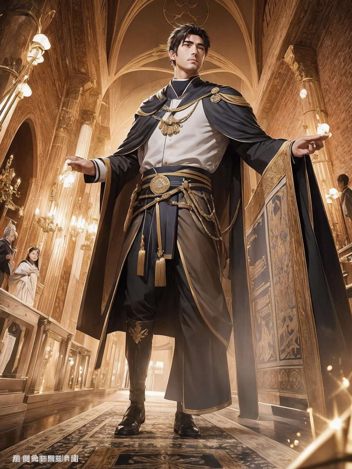 A modern-day Constantine I、Considered a leader with political astuteness and strategic insight。彼はEconomy and tradeの発展に重点を置き、will pursue the prosperity of the nation。Also、彼はReligious Freedomを尊重し、People of different faiths々It will promote the coexistence of。 Constantine I was also a powerful military leader.、現代の彼は国家のSecurity guaranteesに重要な役割を果たすでしょう。He pursued a strategy that combined technological advances with military developments.、We will build a modern defense system to deal with modern threats.。 Also、Constantine I recognized the importance of education.、It will focus on disseminating knowledge and promoting culture.。Through his reform of the education system and his encouragement of art and literature,、It will support the education and cultural growth of the people.。 All in all、A modern-day Constantine I強力で野心的な指導者であり、Economy and trade、Religious Freedom、Security guarantees、We will pursue national development and prosperity in many areas, including education.。​masterpiece。top-quality。Super beautiful。The ultra -The high-definition。detaileds。exquisite。Character Settings。Concept Art。Digital Art。Full body portrait
