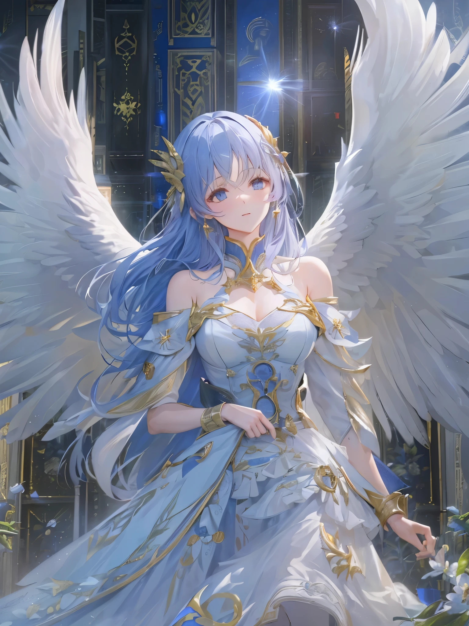 ((highest quality)),(Ultra-high resolution),(Super detailed new),(Detailed Description),((The best CG)),(A masterpiece),Ultra-detailed art,A wonderful new art form,(Art with precise detail:1.5), Sparkling, Angel Wings, Light,