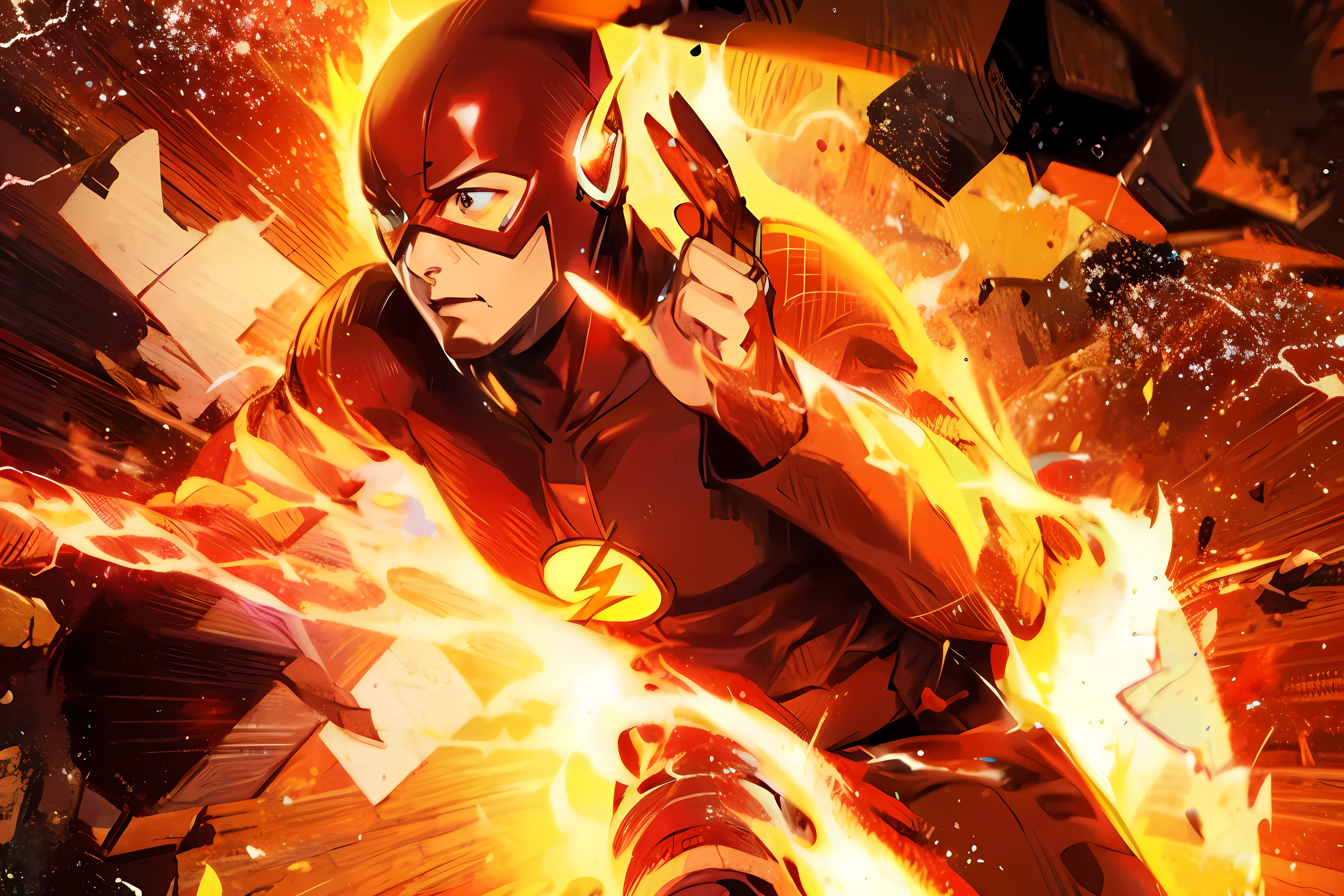 1boy, running, the flash, clear, colorful, 8k, high res, ultra high definiton, high quality