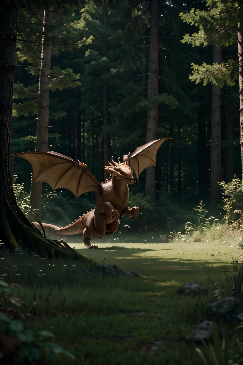 A dragon entering forest animation