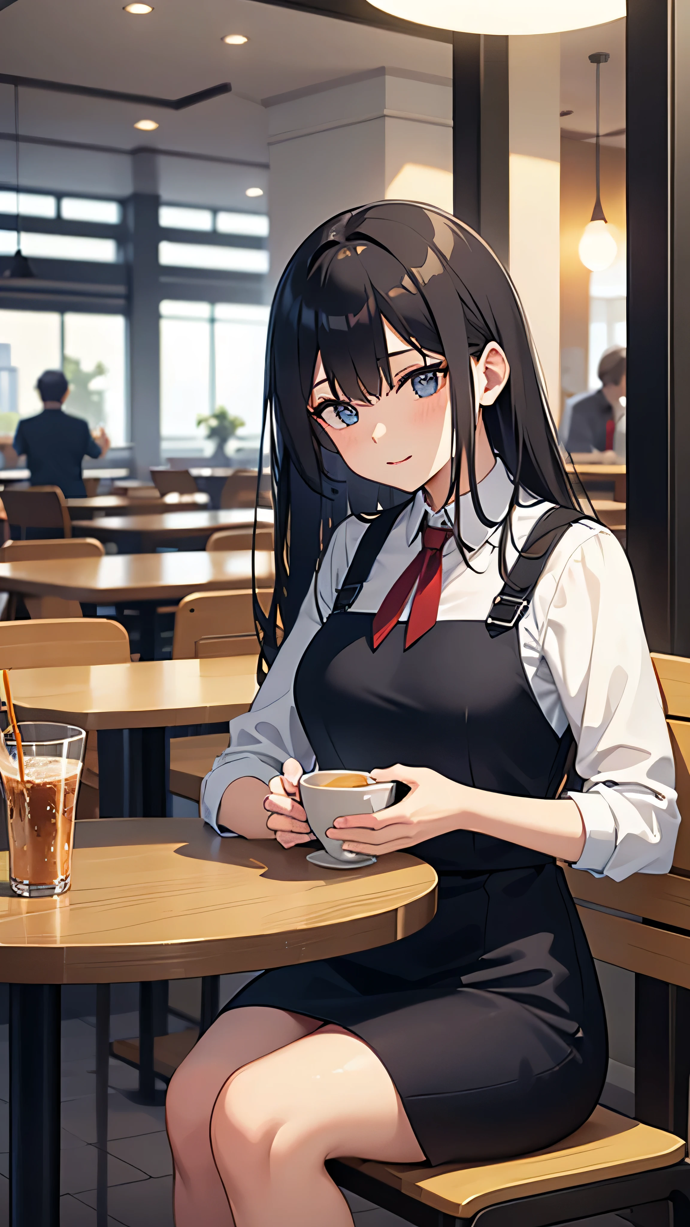 A man and a woman sitting opposite each other in a cafe