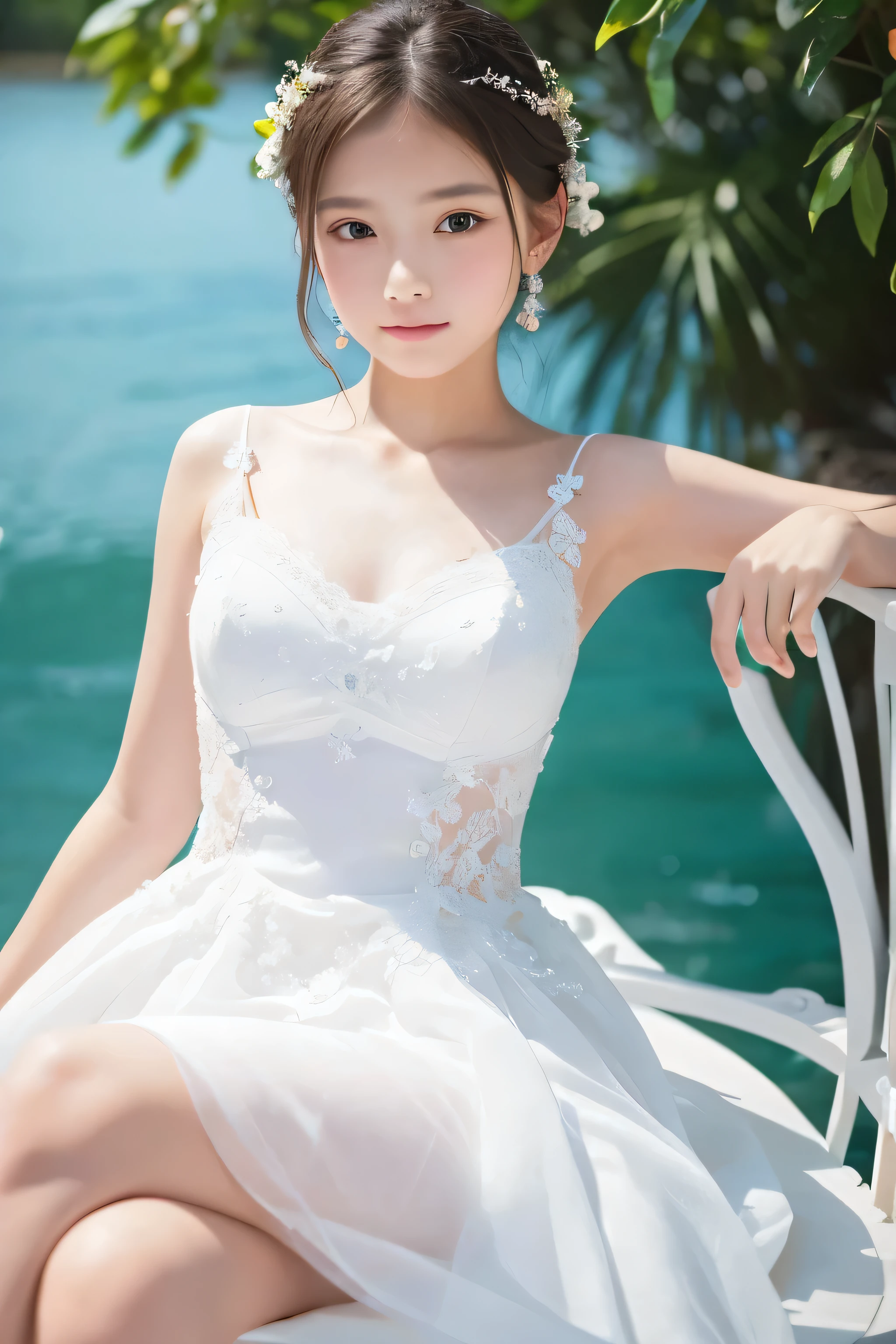 ((highest quality)), ((Photo quality)), (detailed), Perfect Face，,delicate,White dress