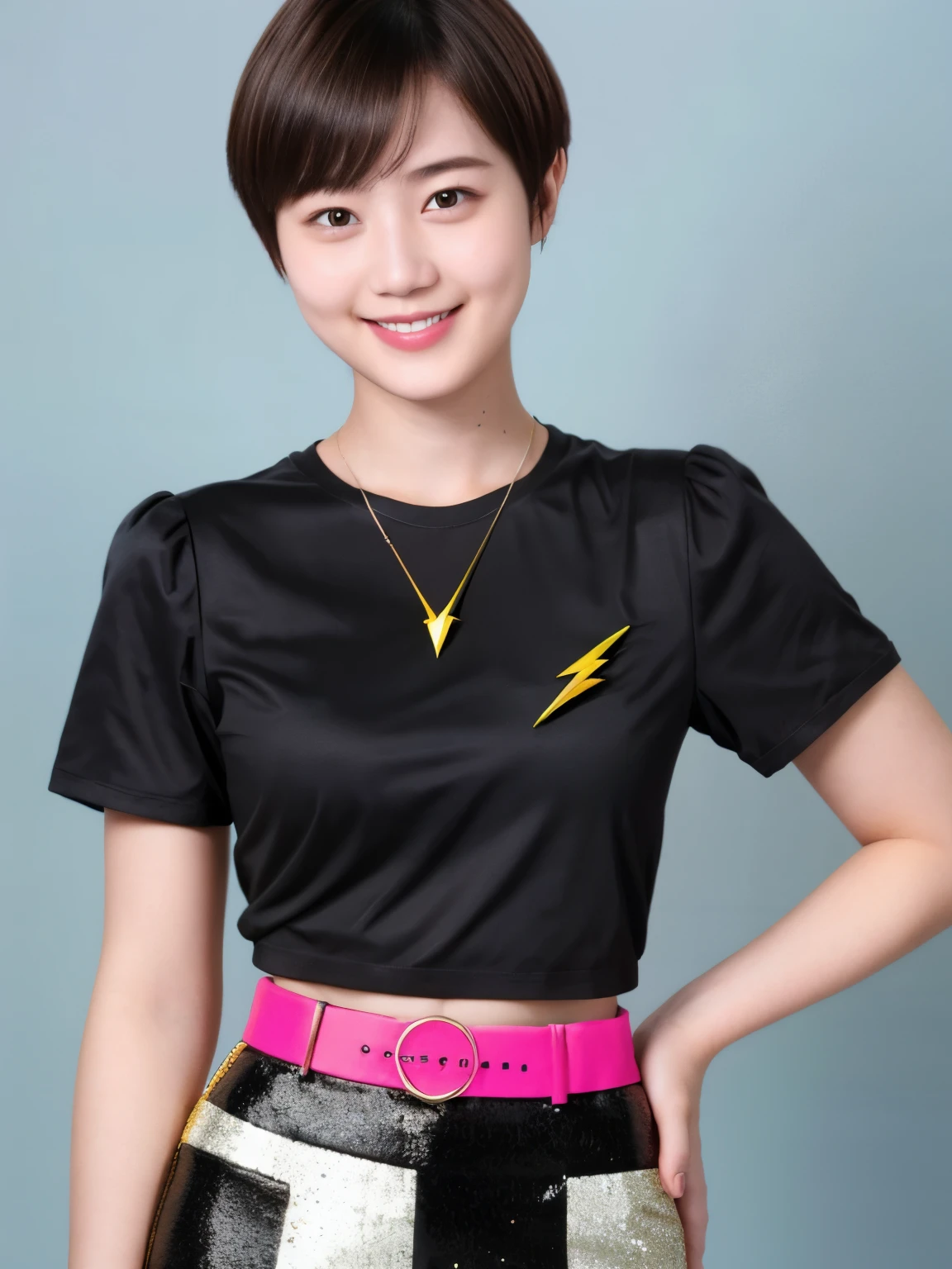 226 Short Hair, 20-year-old woman, A kind smile, (flashy short sleeve outfit)