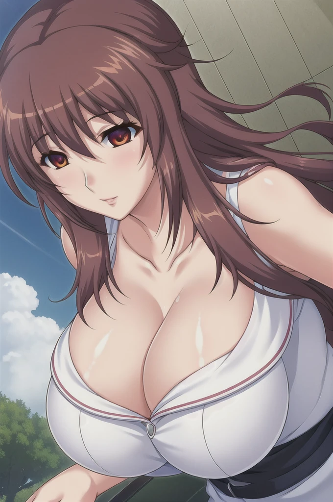 highest quality,(8k, highest quality, masterpiece:1.2),Ultra-high resolution, 1 girl, crowd, Exhibitionism, Outdoor, Mature Woman, Beautiful anime faces, hypnotism, (Tall Woman), (Model-like body), (Upward-facing chest),