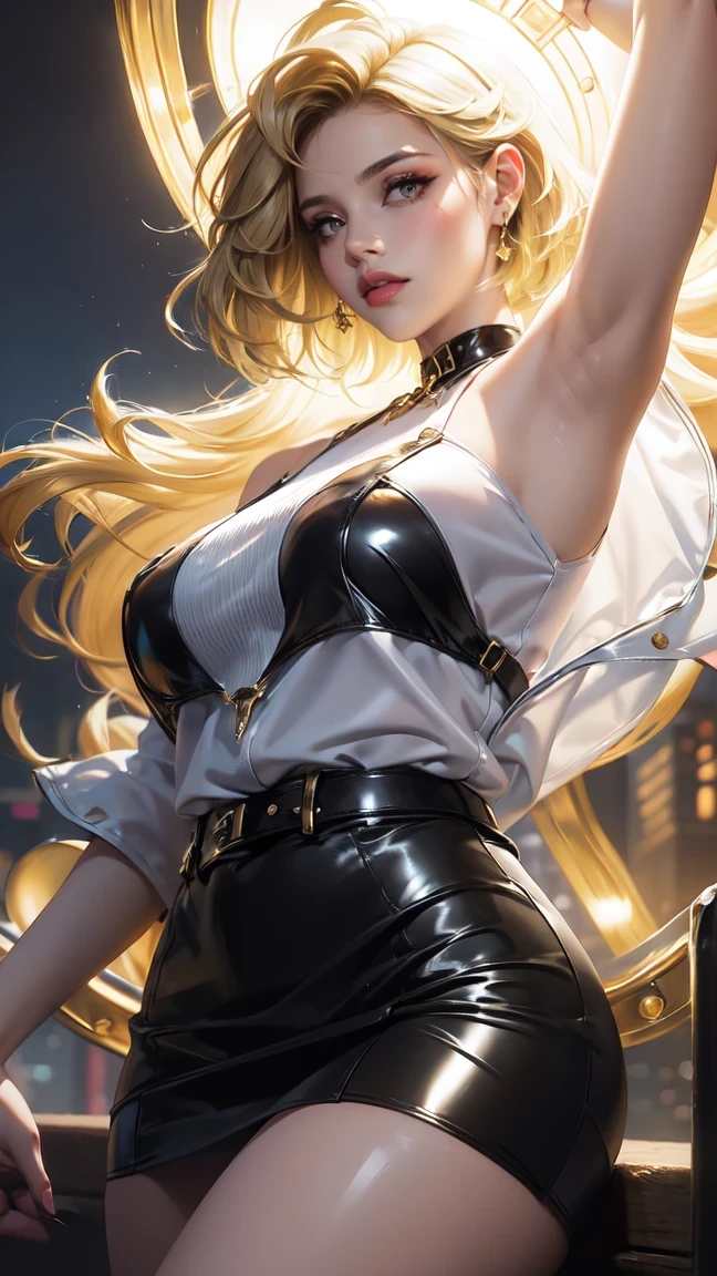 Filipino Idol A MILF 45 years old Approximately ((Shiny plump lips)) Short blonde hair with bangs and wavy ((Blonde Shorthair)) ((Looking at the camera)) ((Super shiny enamel white and black striped blouse and black enamel tight skirt)) Highway at night Night view of Seoul Duck mouth Glossy skin wet with sweat close up of face Teary-eyed ((Beautiful armpits)) Smokey makeup black mascara Sweaty skin