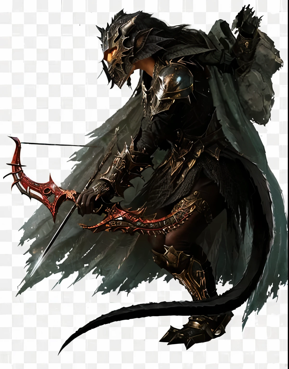 um close de uma female Draconato, Draconato, Daedric Armor, elfo negro, Foice Fantasia, ttrpg fantasy villain, maior guerreiro, epic fantasy weapon art, personagem de fantasia complexo, artorias, guerreiro reptiliano, personagem de fantasia dnd, do desbravador