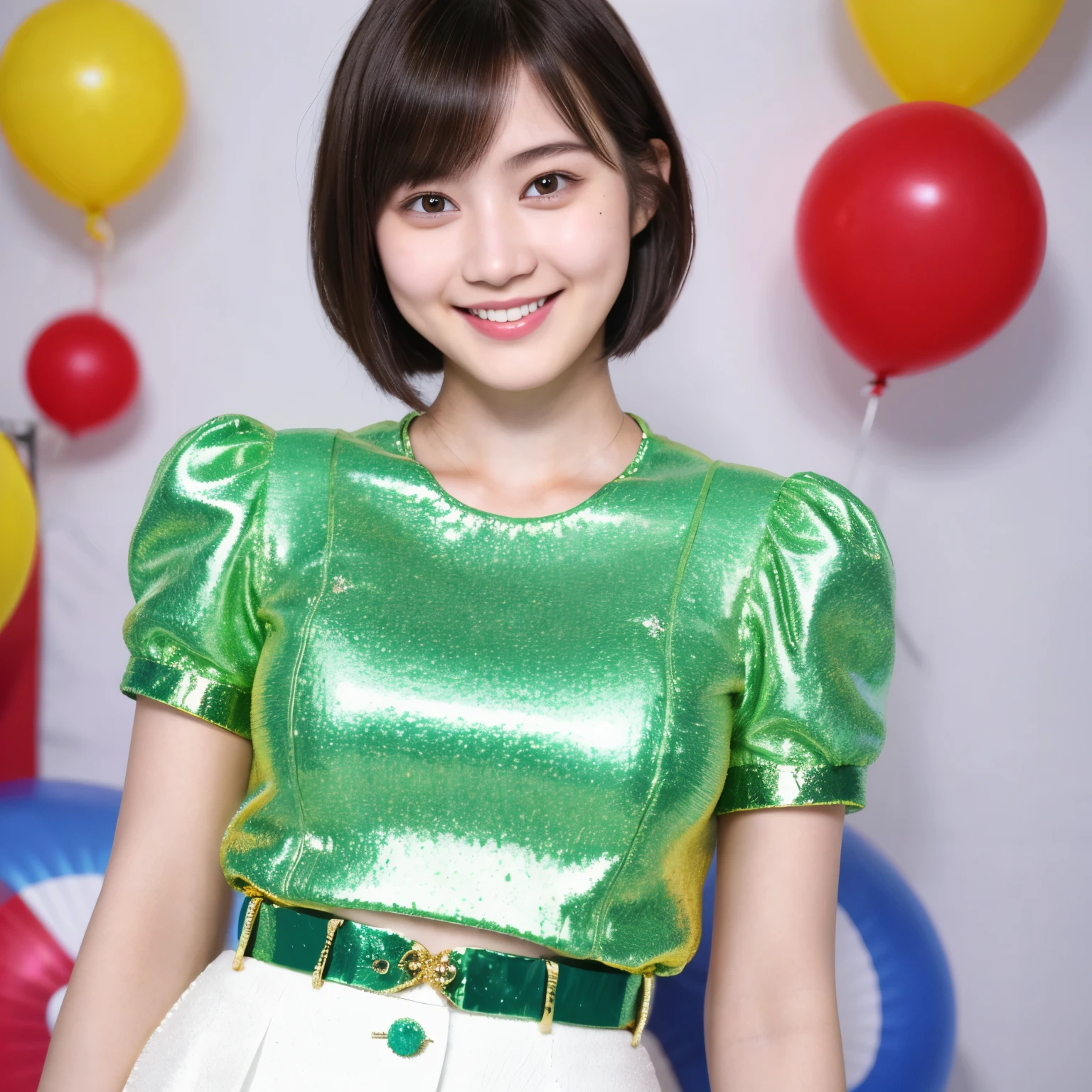 226 Short Hair, 20-year-old woman, A kind smile, (flashy short sleeve outfit)
