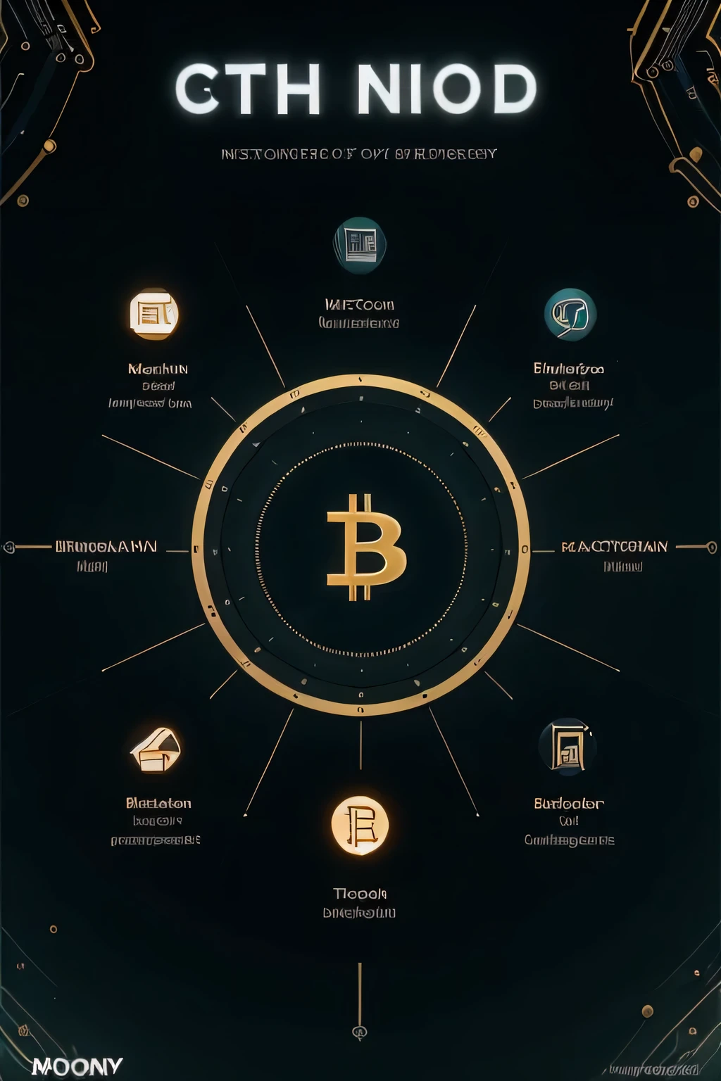 A book called "Cryptocurrency Basics" with a modern, sleek design. The cover should feature symbols of popular cryptocurrencies like Bitcoin and Ethereum, alongside icons of a graduation cap and a lightbulb, symbolizing education and enlightenment. The background should have a digital, futuristic theme with binary code and blockchain motifs. Include elements such as a mining rig, a laptop, and a rising graph to hint at mining and trading aspects. The overall vibe should be inviting and informative, emphasizing the educational aspect of the crypto world.