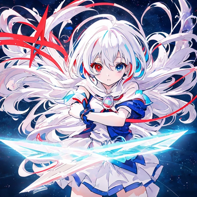 anime girl with long white hair holding a ice sword, ice magic circle, best anime 4k konachan wallpaper, white haired deity, zerochan art, anime art wallpaper 8 k, anime style 4 k, ufotable art style, detailed key anime art, anime art wallpaper 4 k, anime art wallpaper 4k, ryuko matoi, white haired, anime wallaper, (((heterochromia, blue and red eyes)))