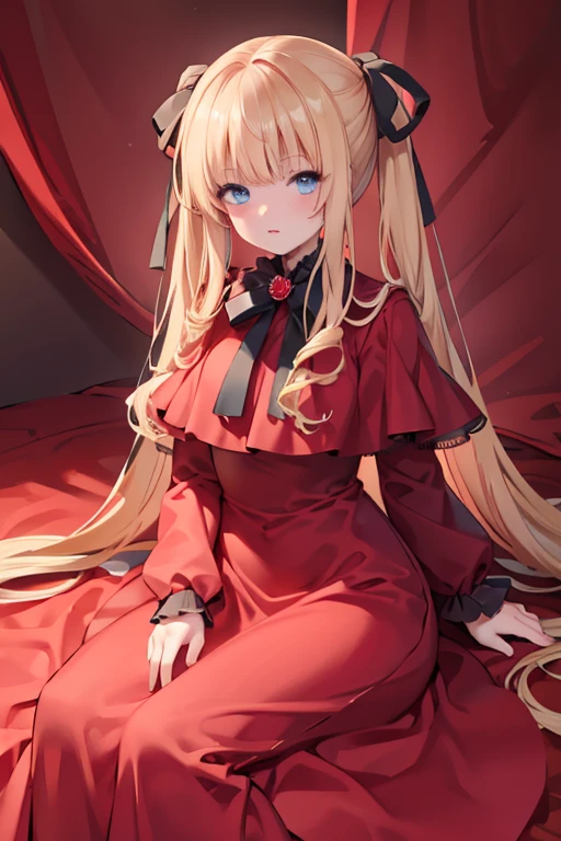 masterpiece, highest quality, High resolution, 1 ***************、blue eyes、
blonde、Long Straight Hair、Crimson Dress、Fantastic Background、original outfit