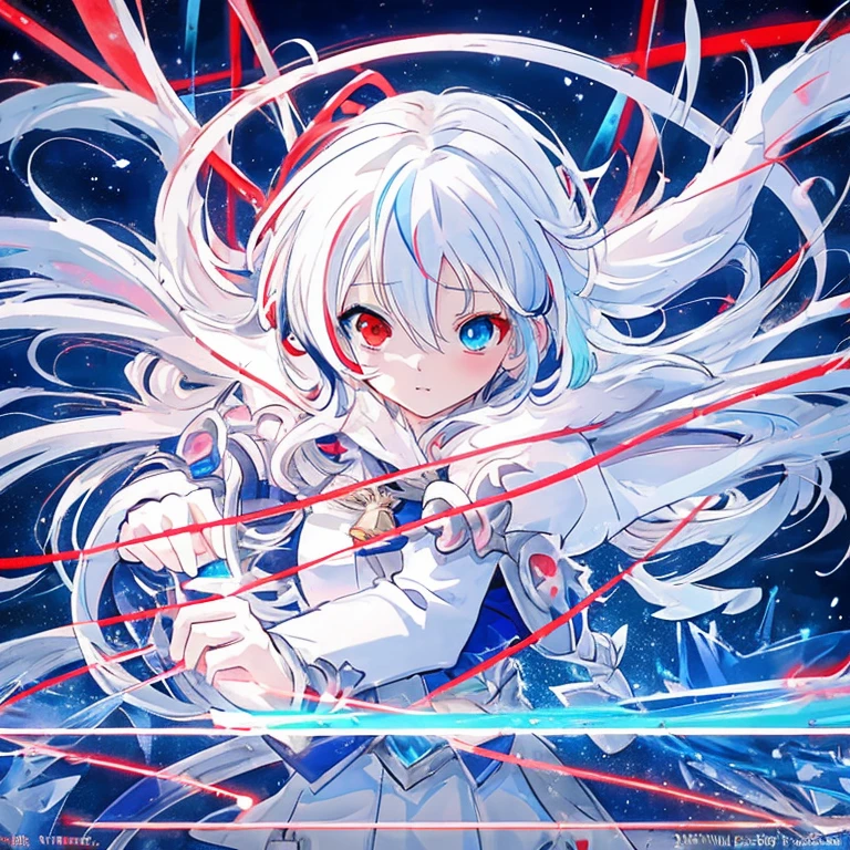 anime girl with long white hair holding a ice sword, ice magic circle, best anime 4k konachan wallpaper, white haired deity, zerochan art, anime art wallpaper 8 k, anime style 4 k, ufotable art style, detailed key anime art, anime art wallpaper 4 k, anime art wallpaper 4k, ryuko matoi, white haired, anime wallaper, (((heterochromia, blue and red eyes)))